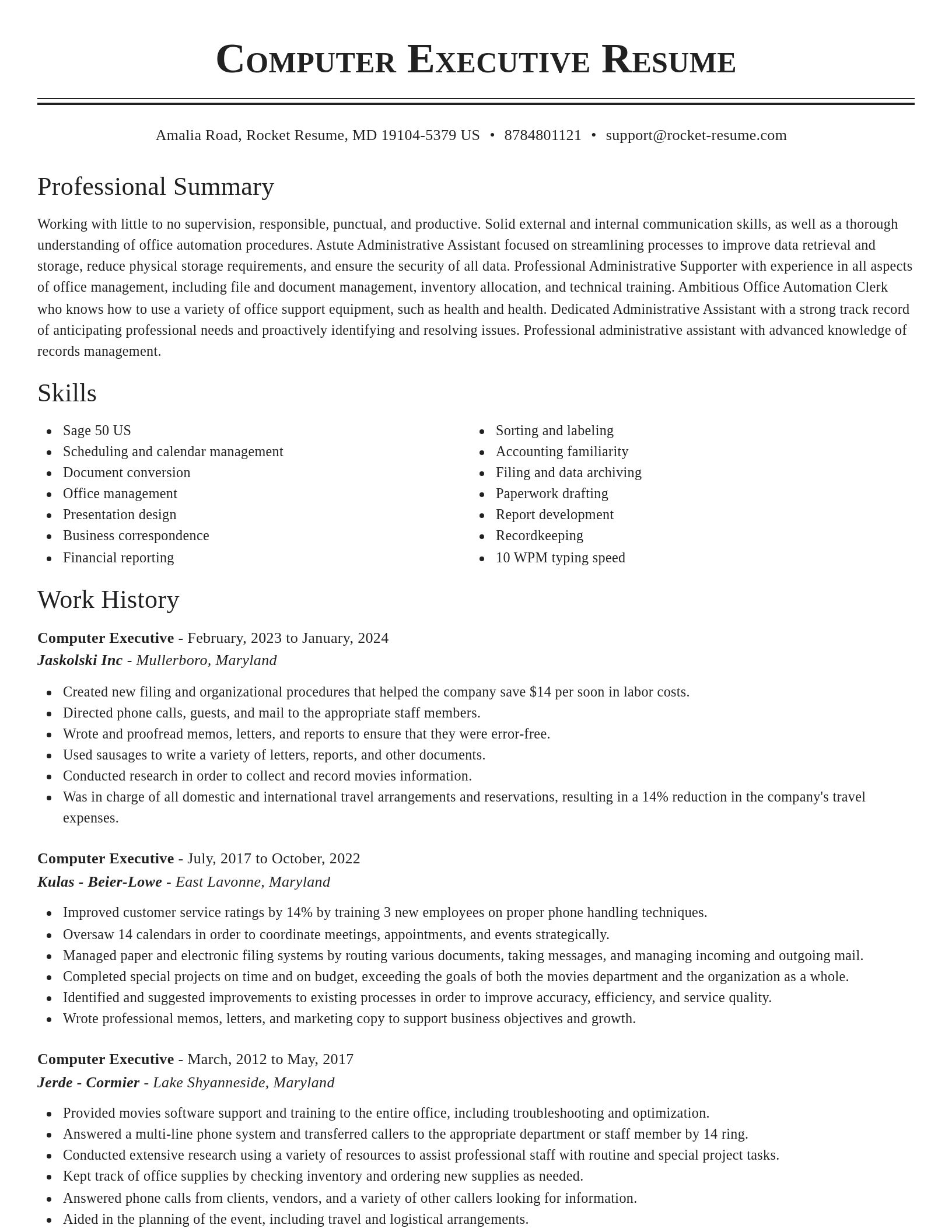 Classic resume template