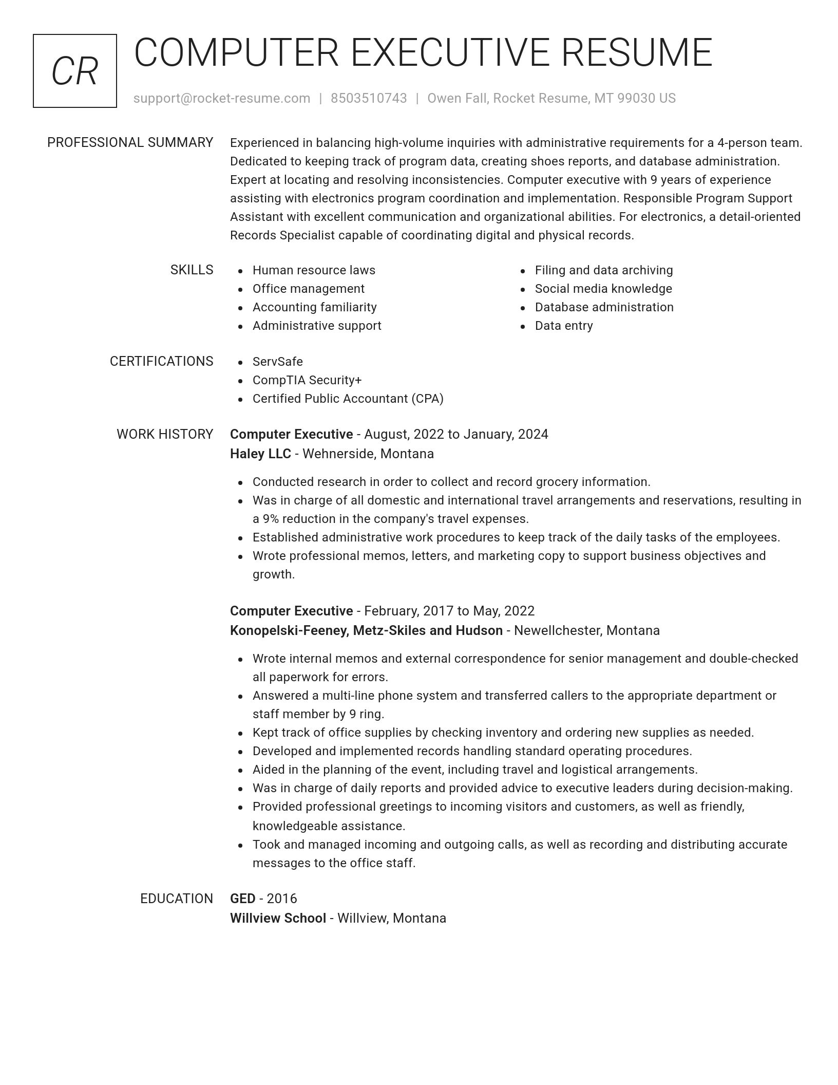 Renowned resume template