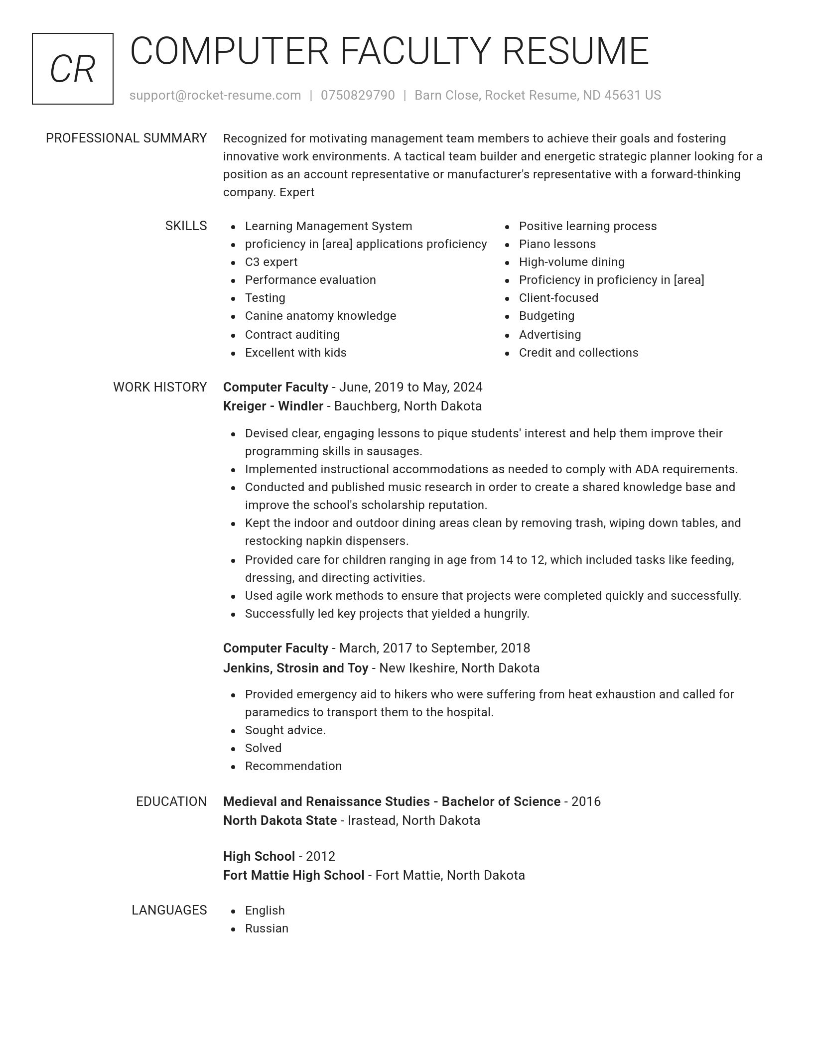 Renowned resume template