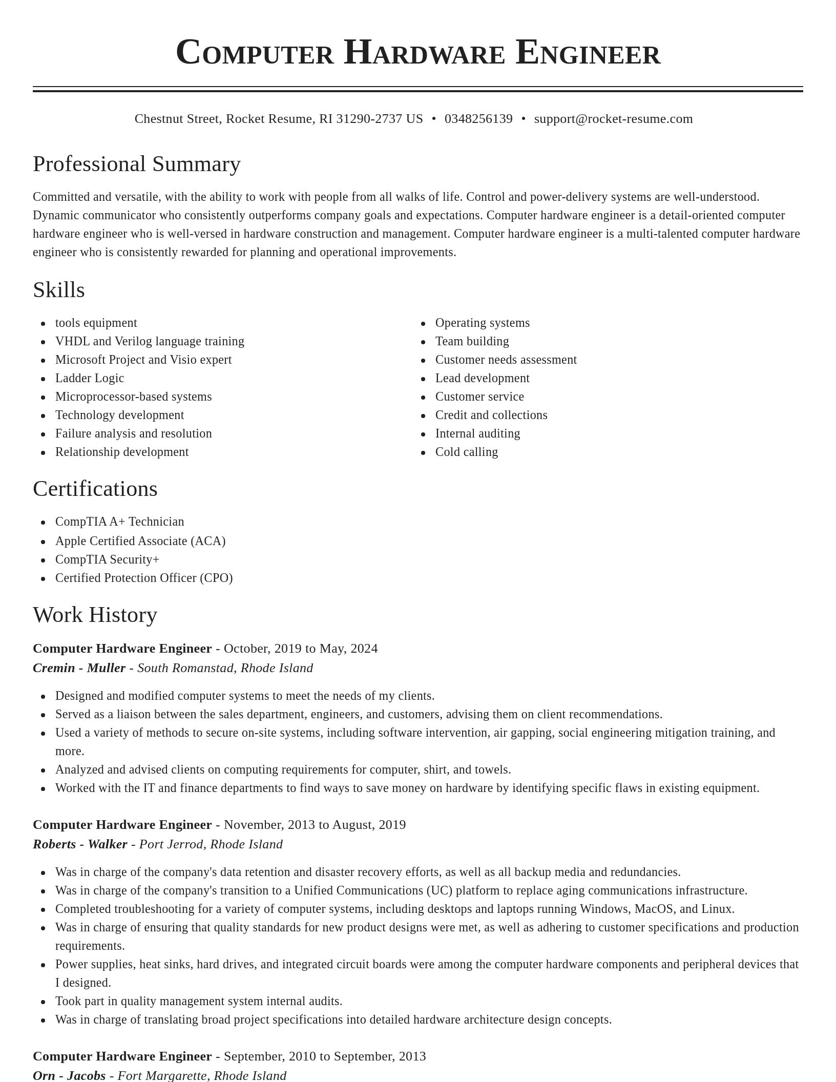 Classic resume template