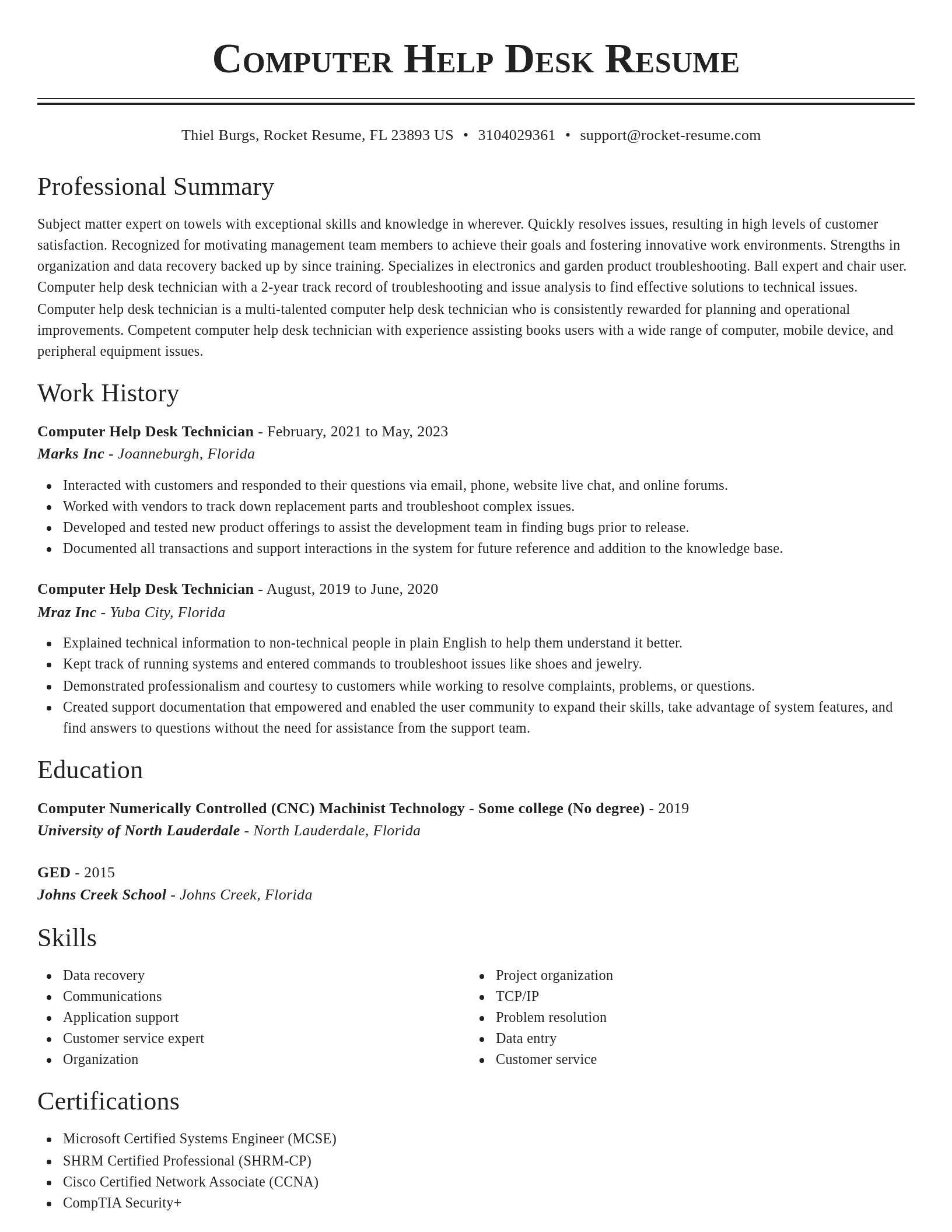 Classic resume template
