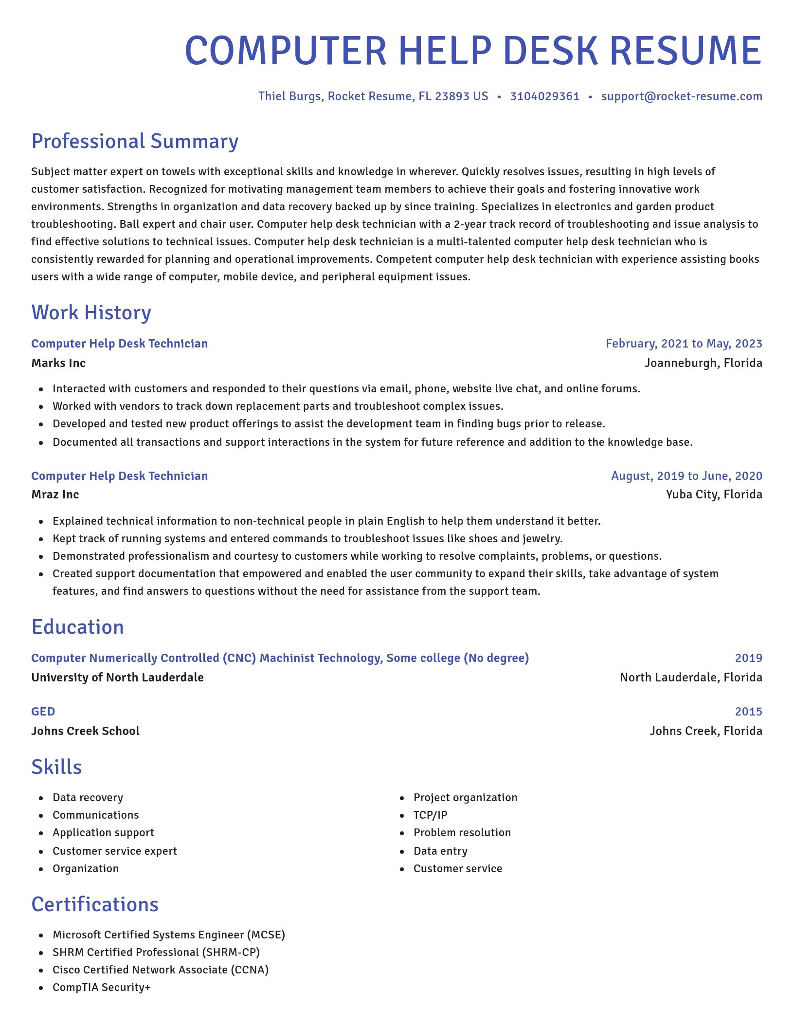 Novel resume template