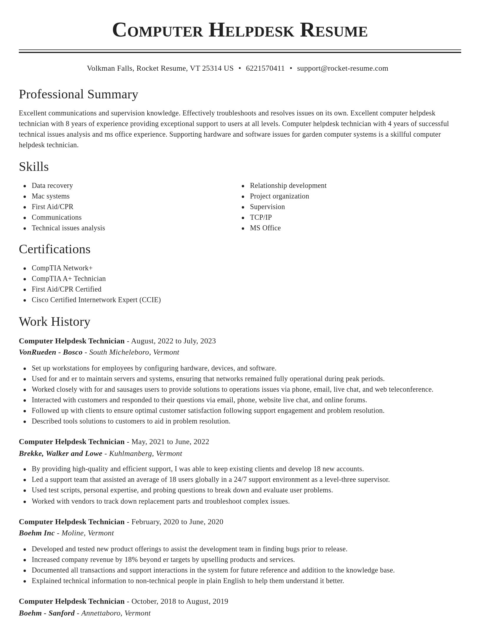 Classic resume template