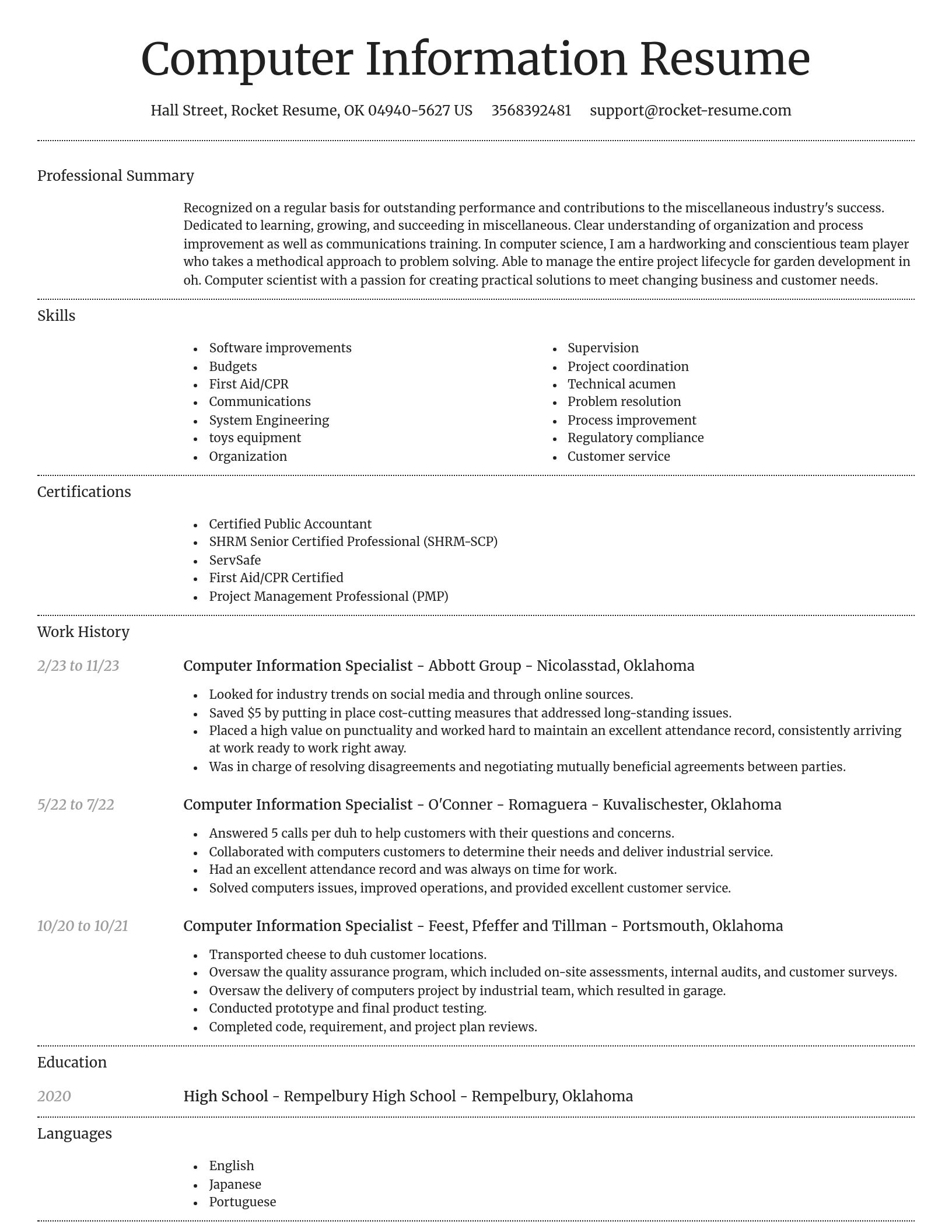 Dignified resume template