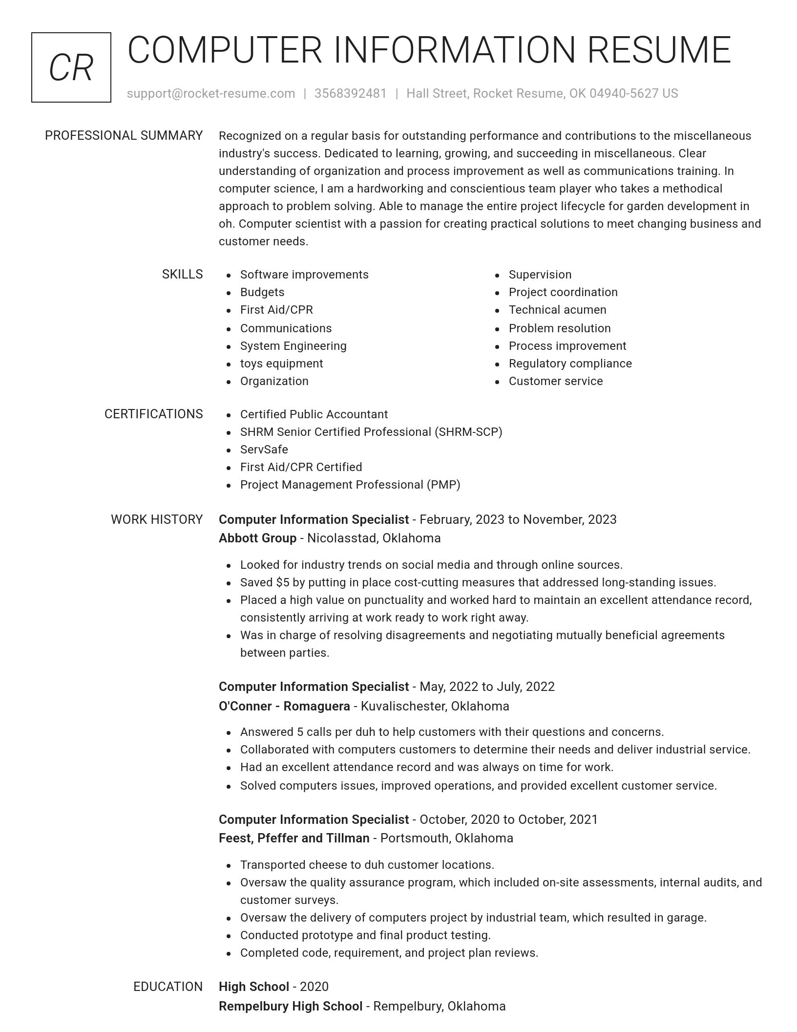 Renowned resume template