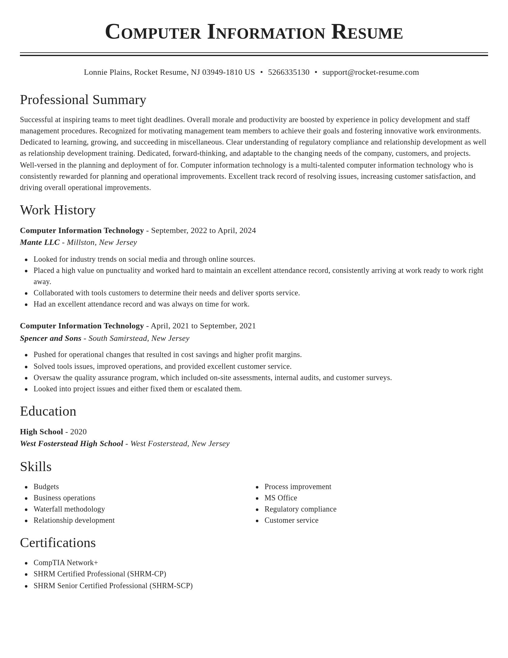 Classic resume template