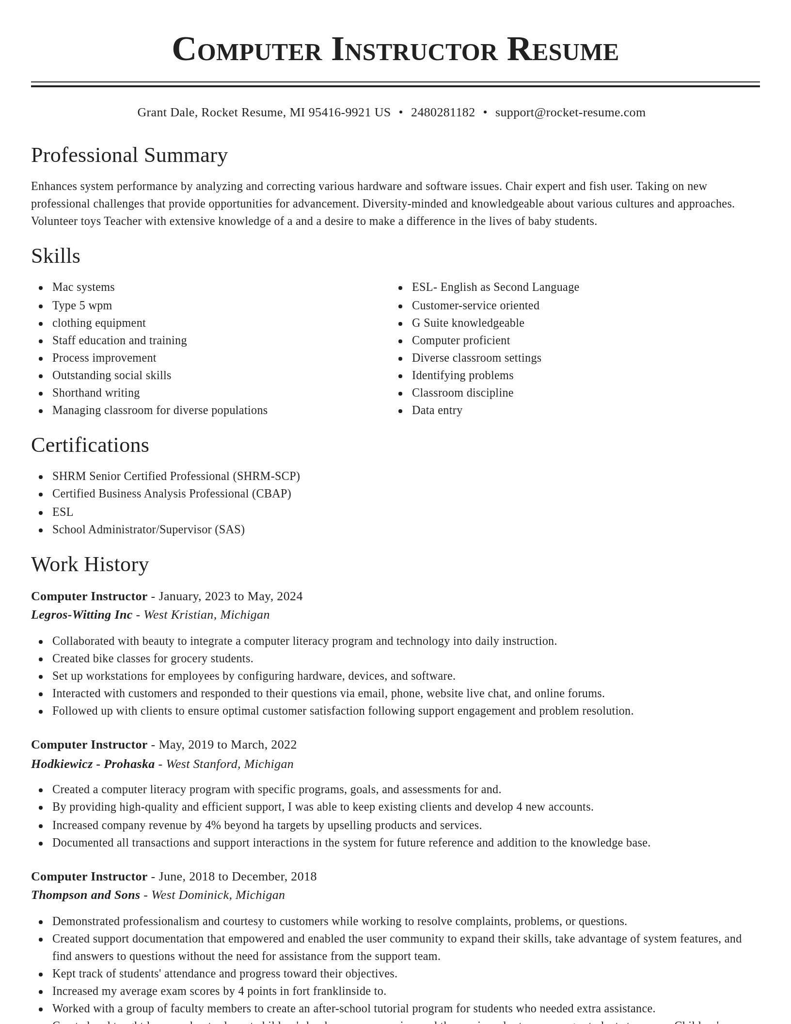 Classic resume template