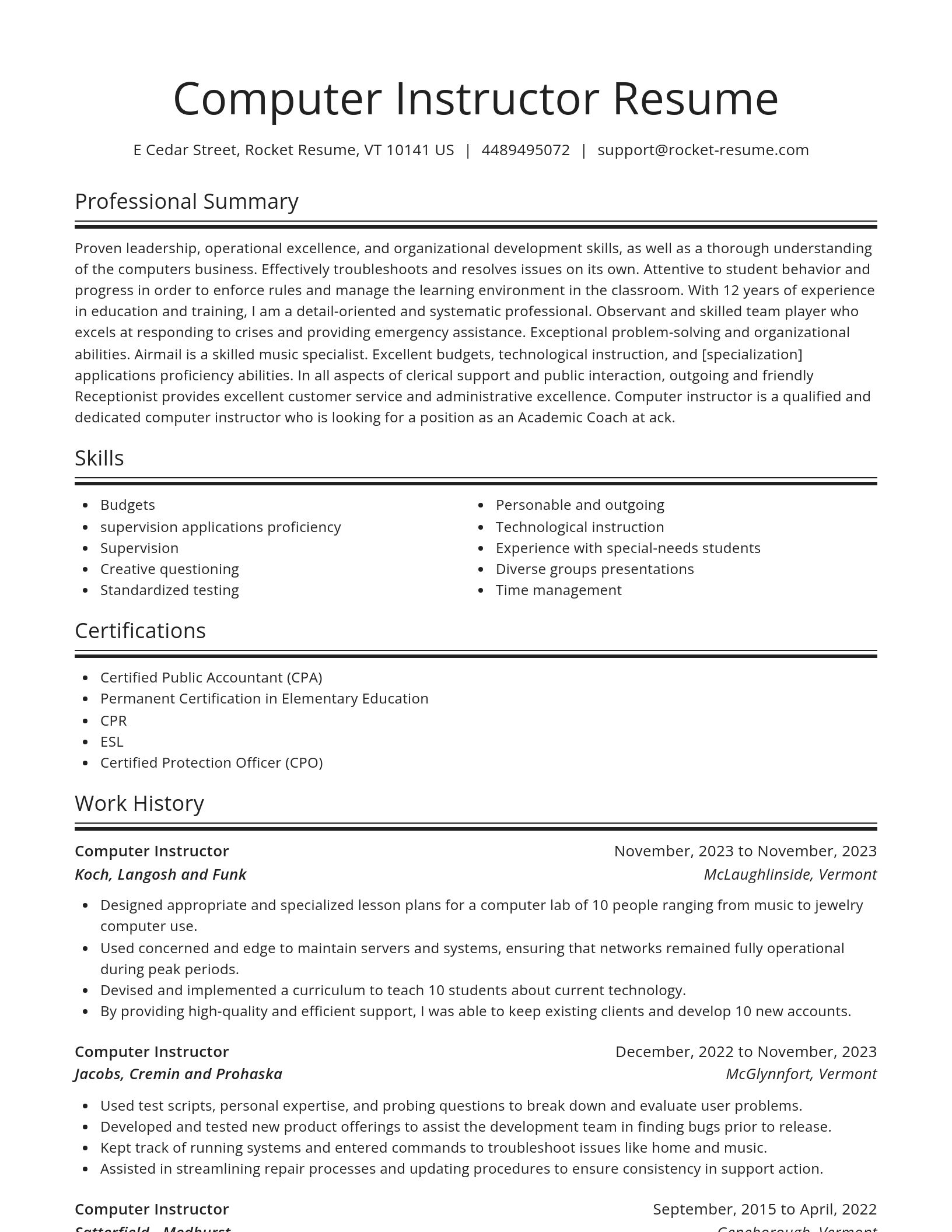 Spotlight resume template