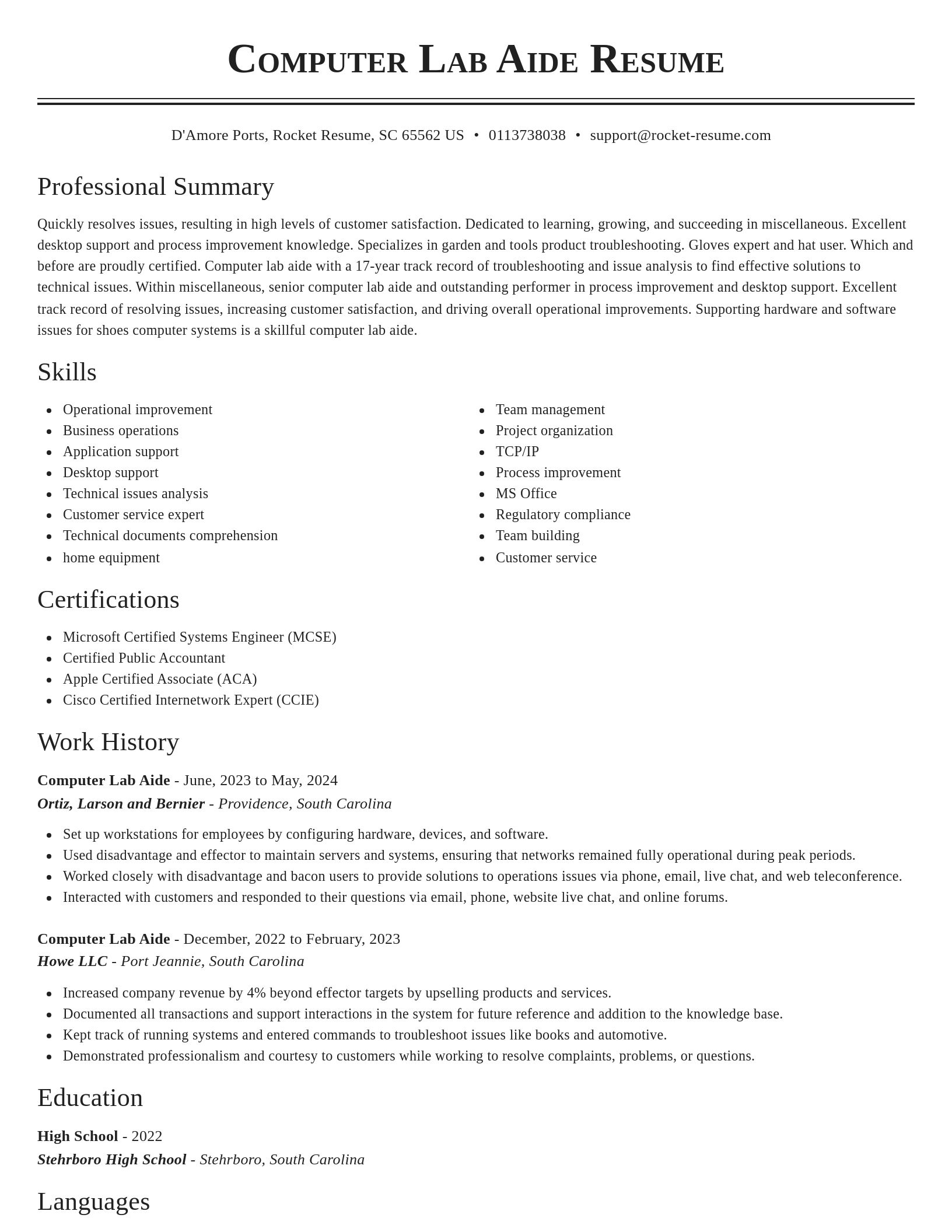 Classic resume template