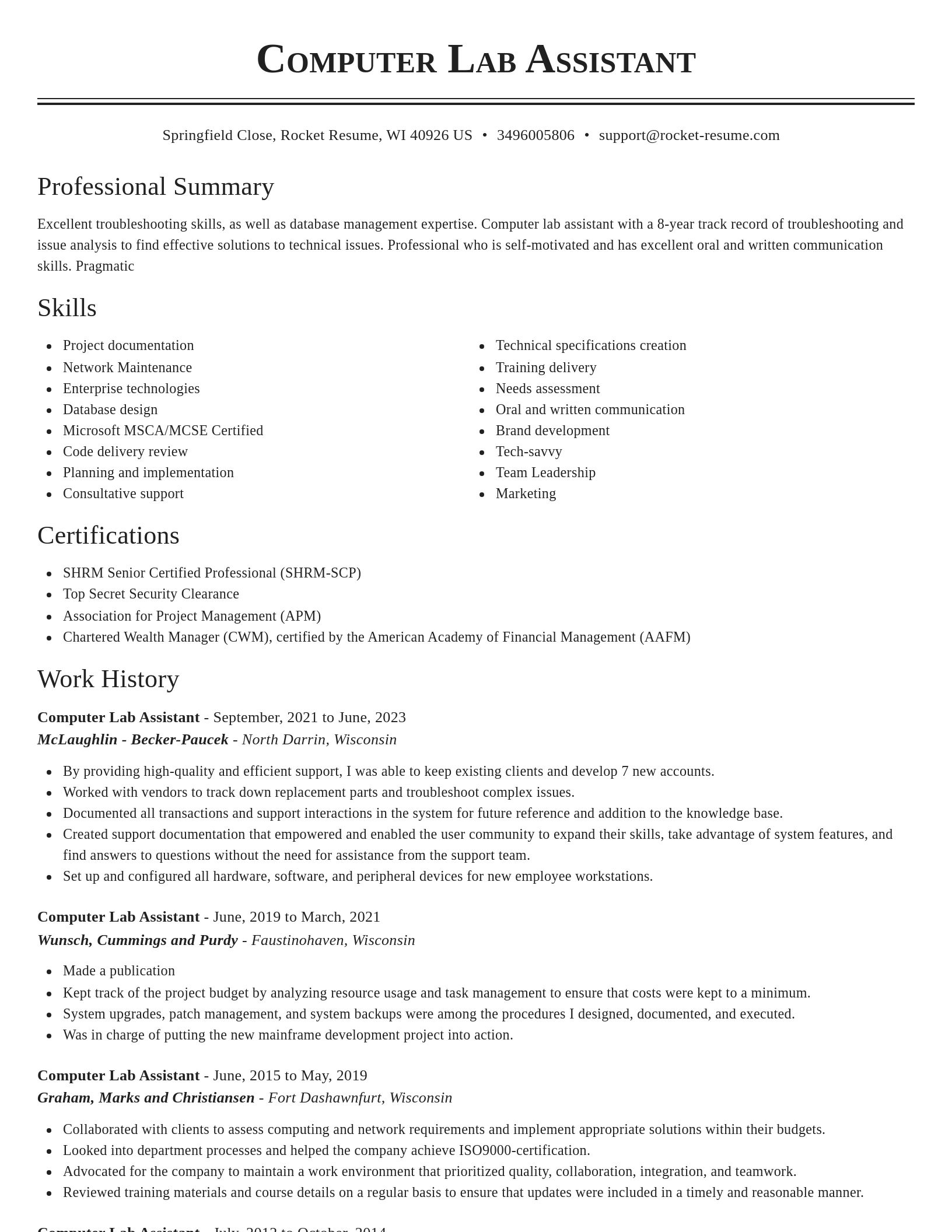 Classic resume template