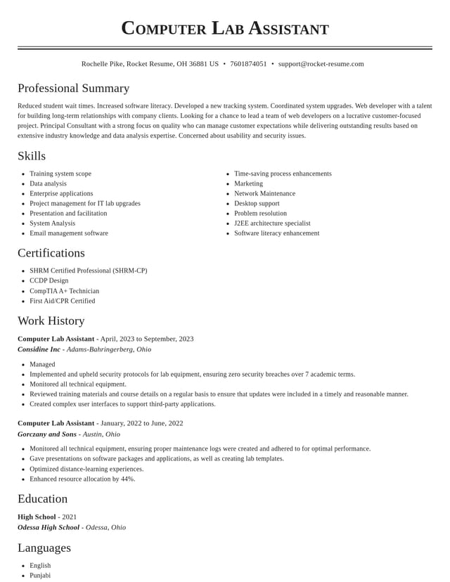 Classic resume template