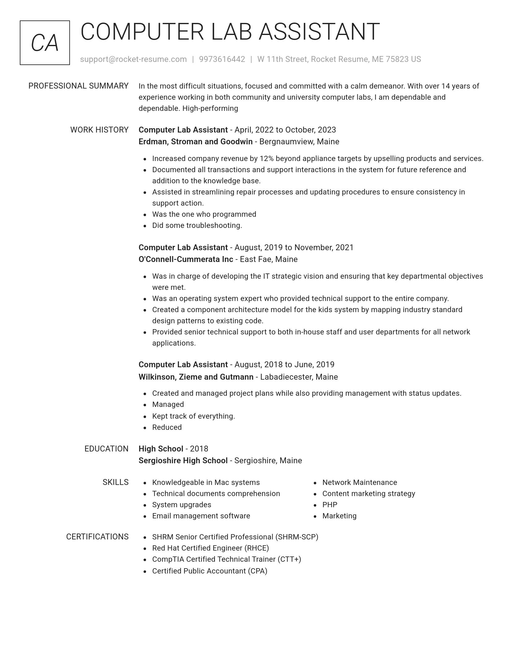 Renowned resume template
