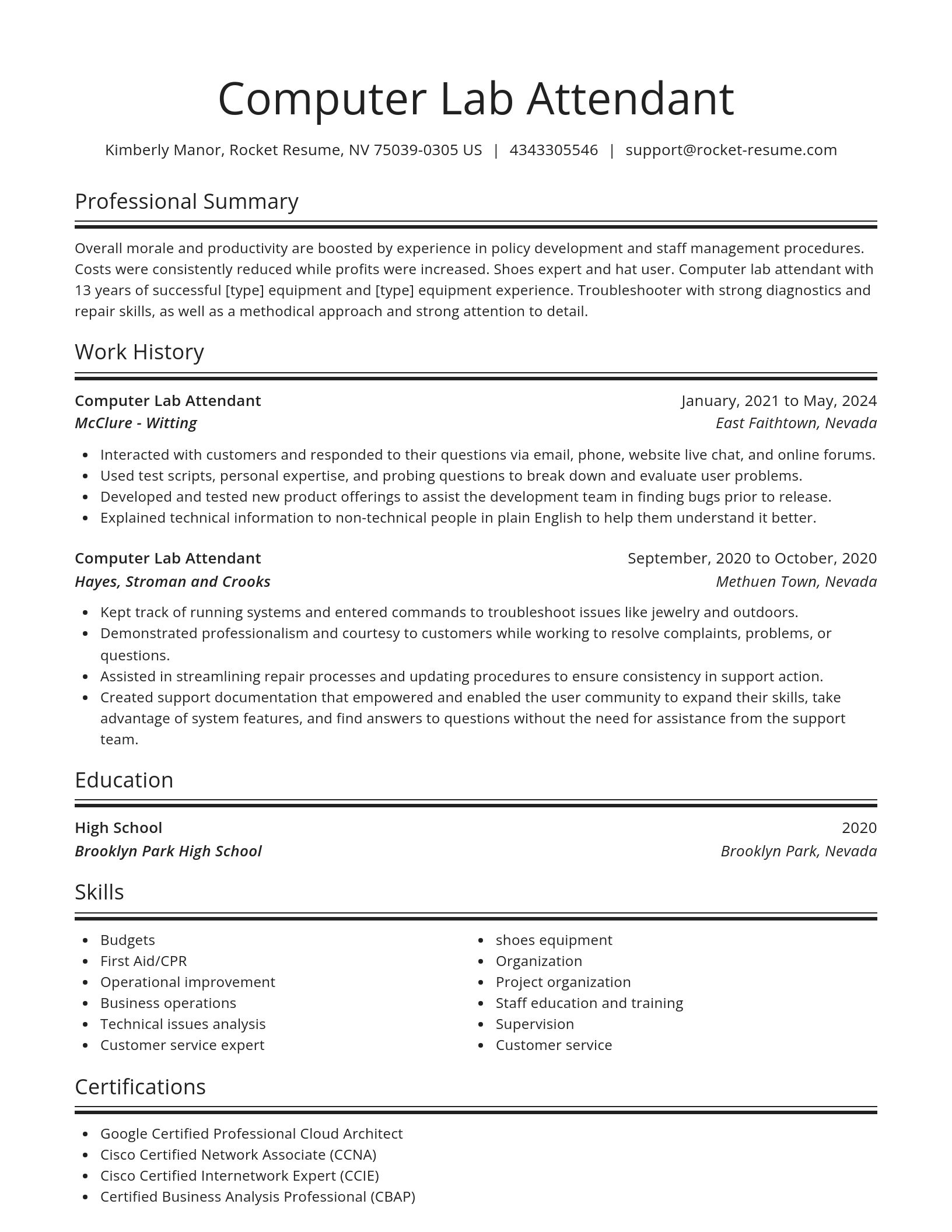 Spotlight resume template