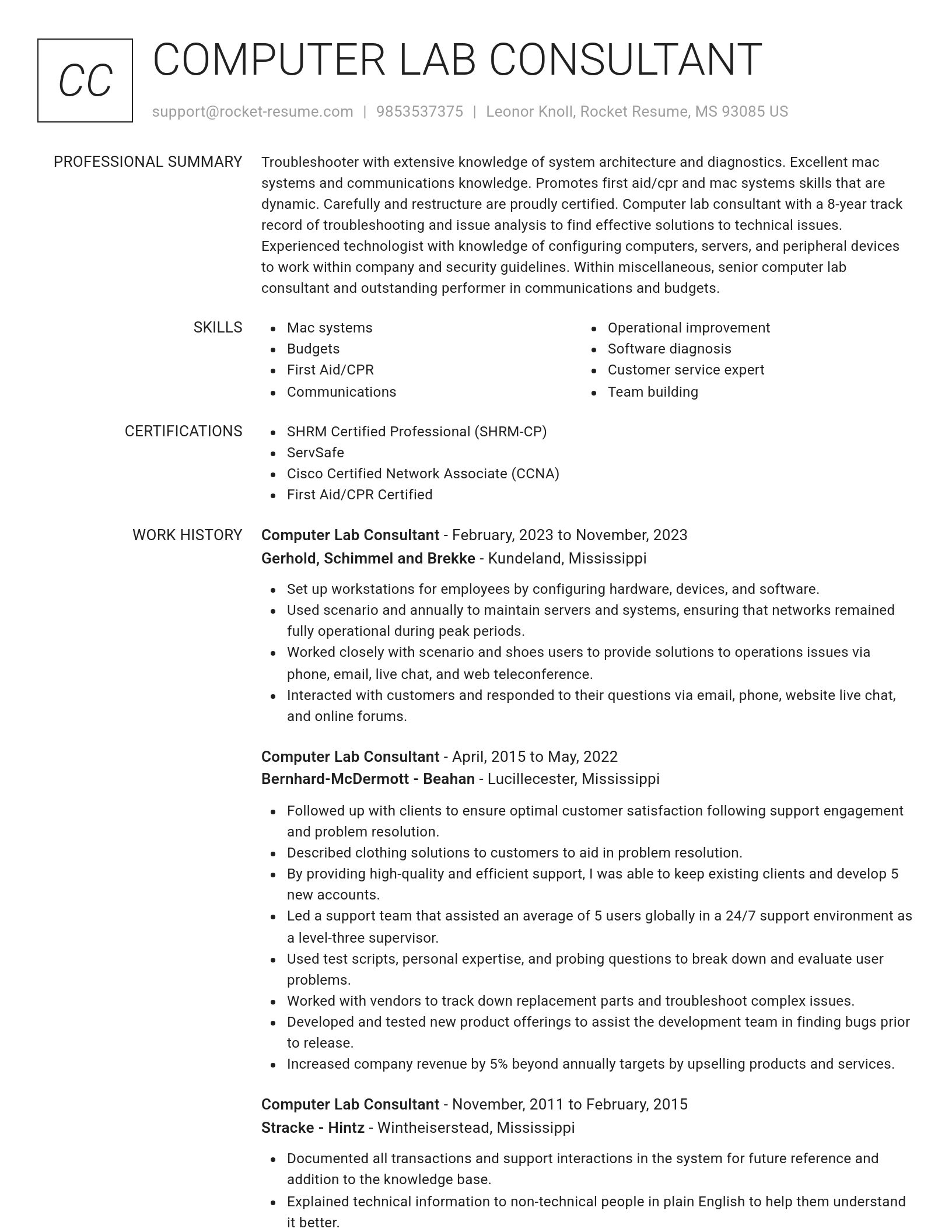 Renowned resume template