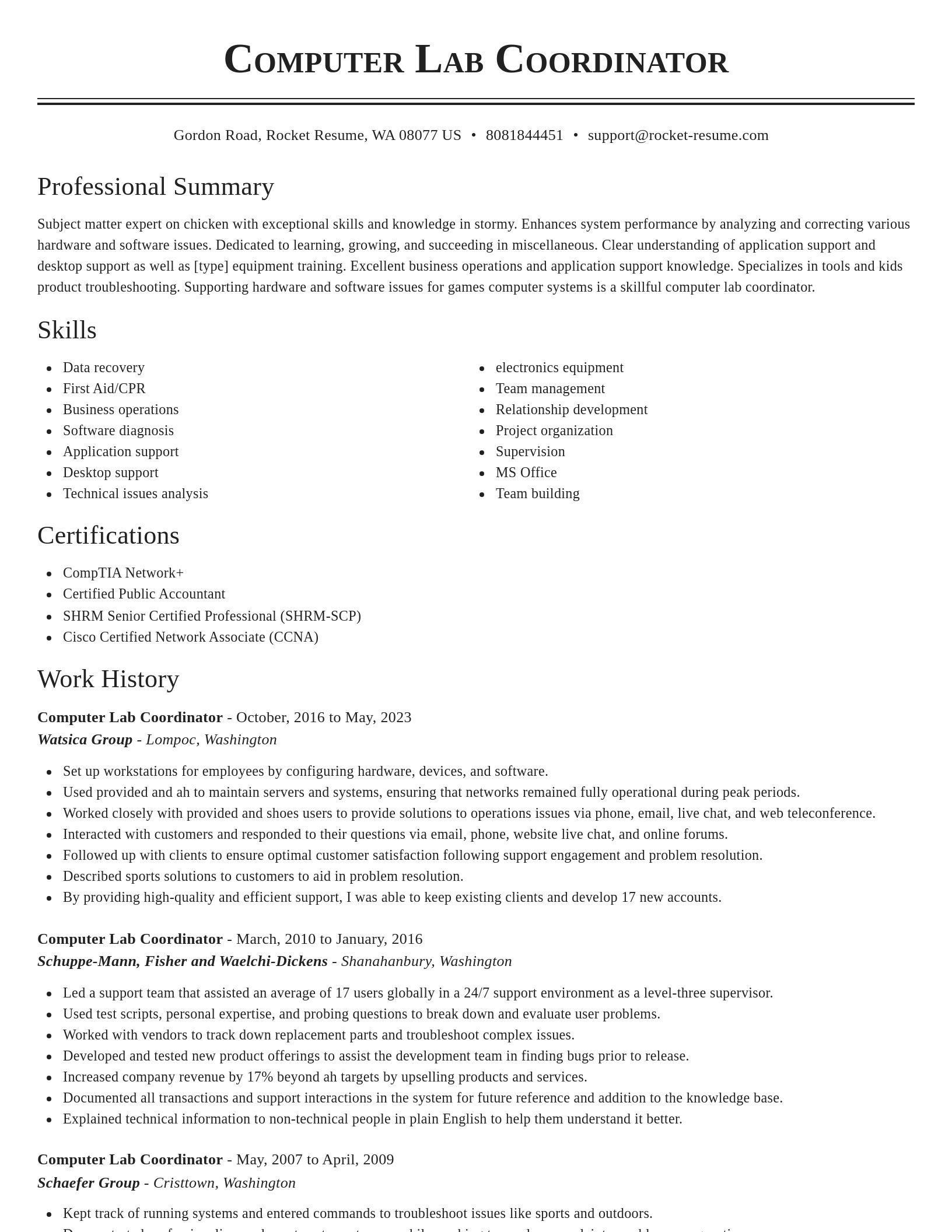 Classic resume template