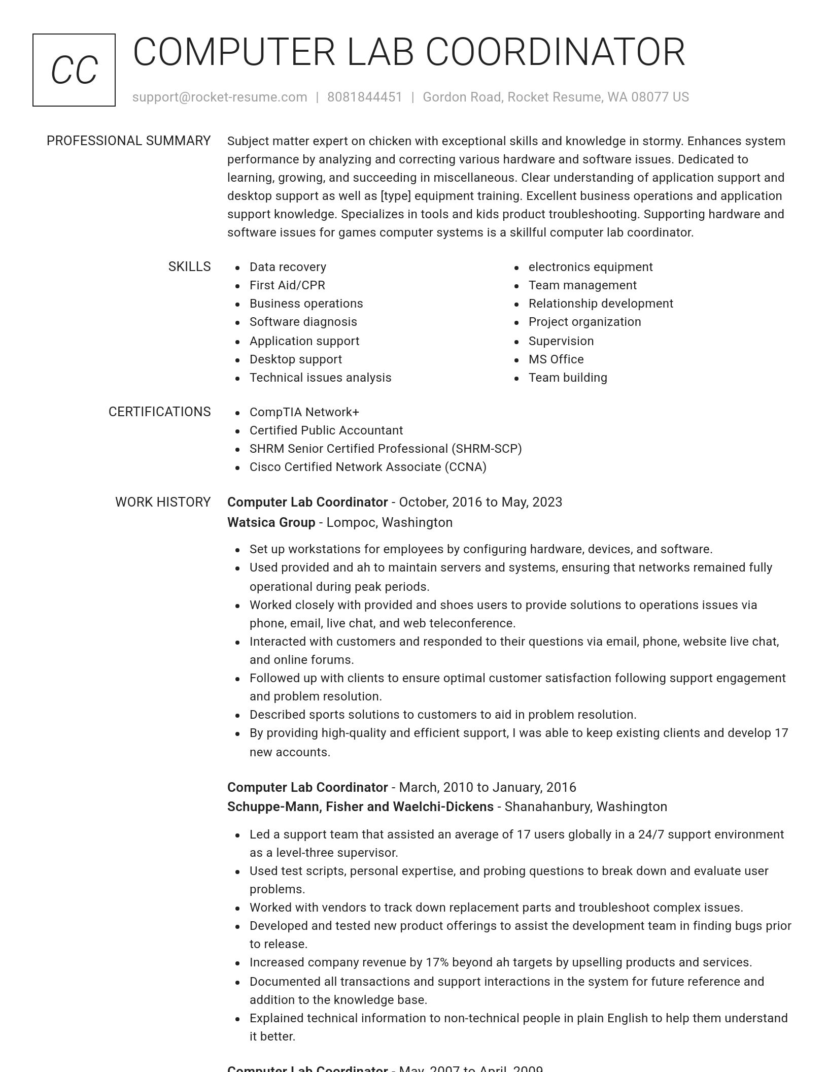 Renowned resume template