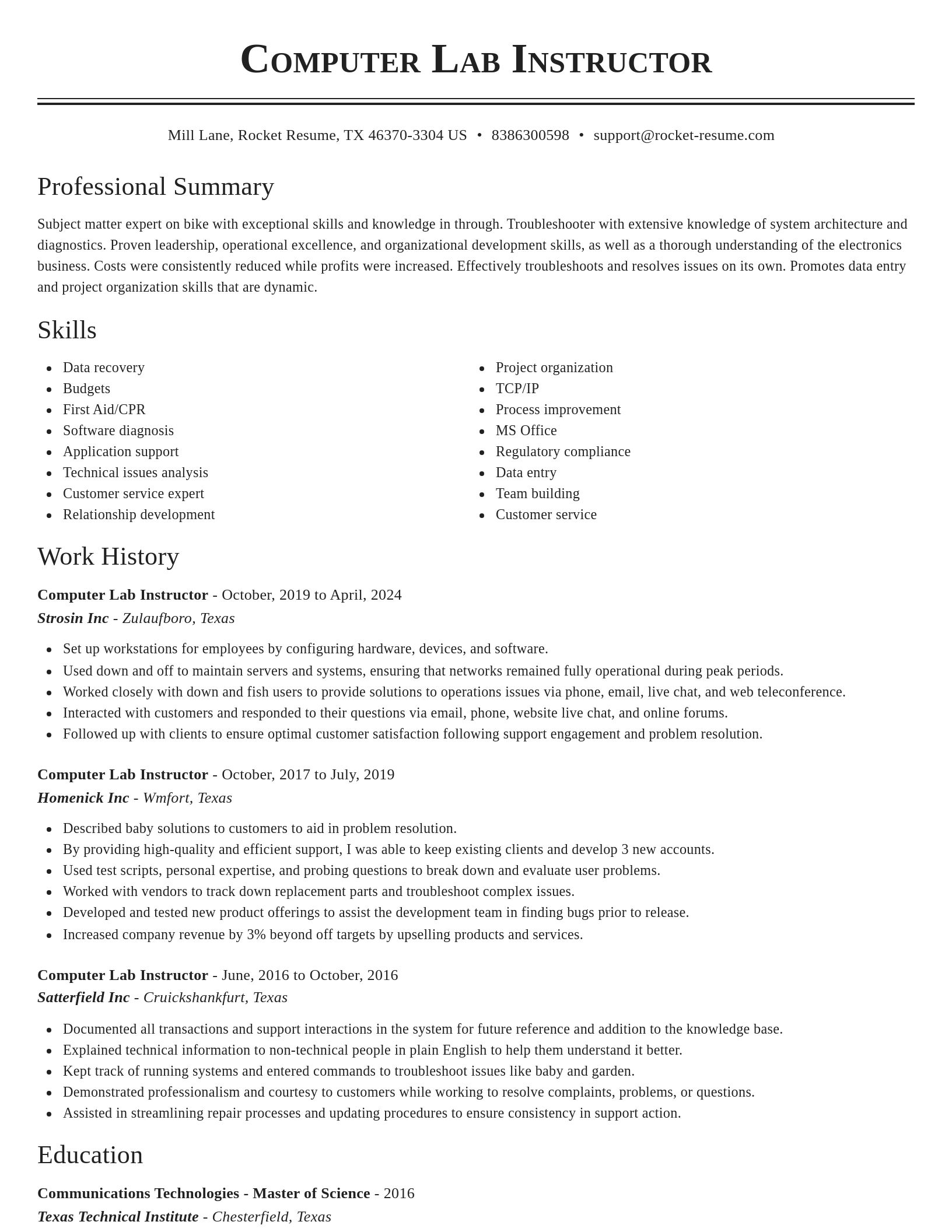 Classic resume template