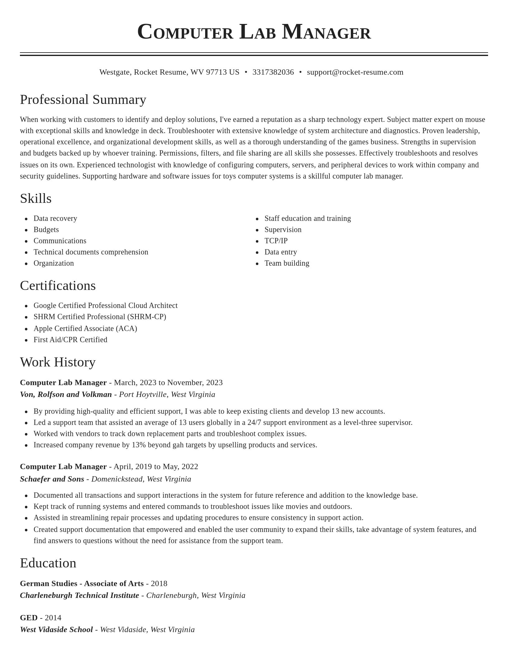 Classic resume template