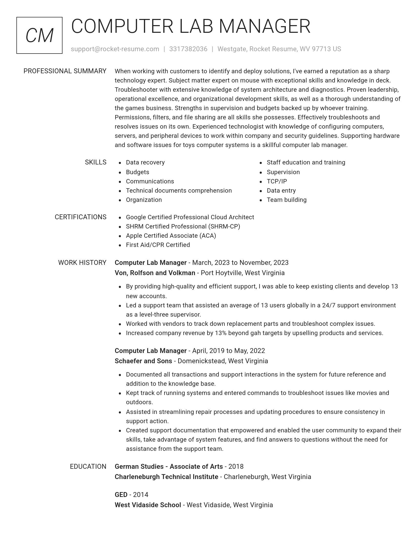 Renowned resume template