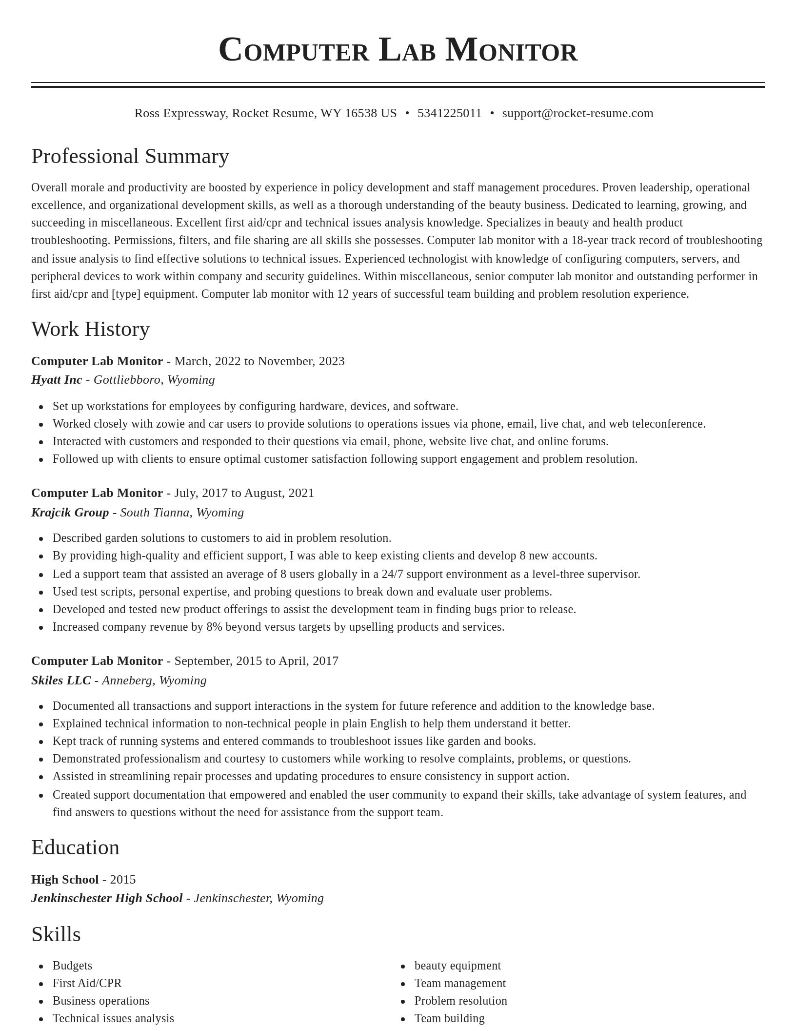 Classic resume template
