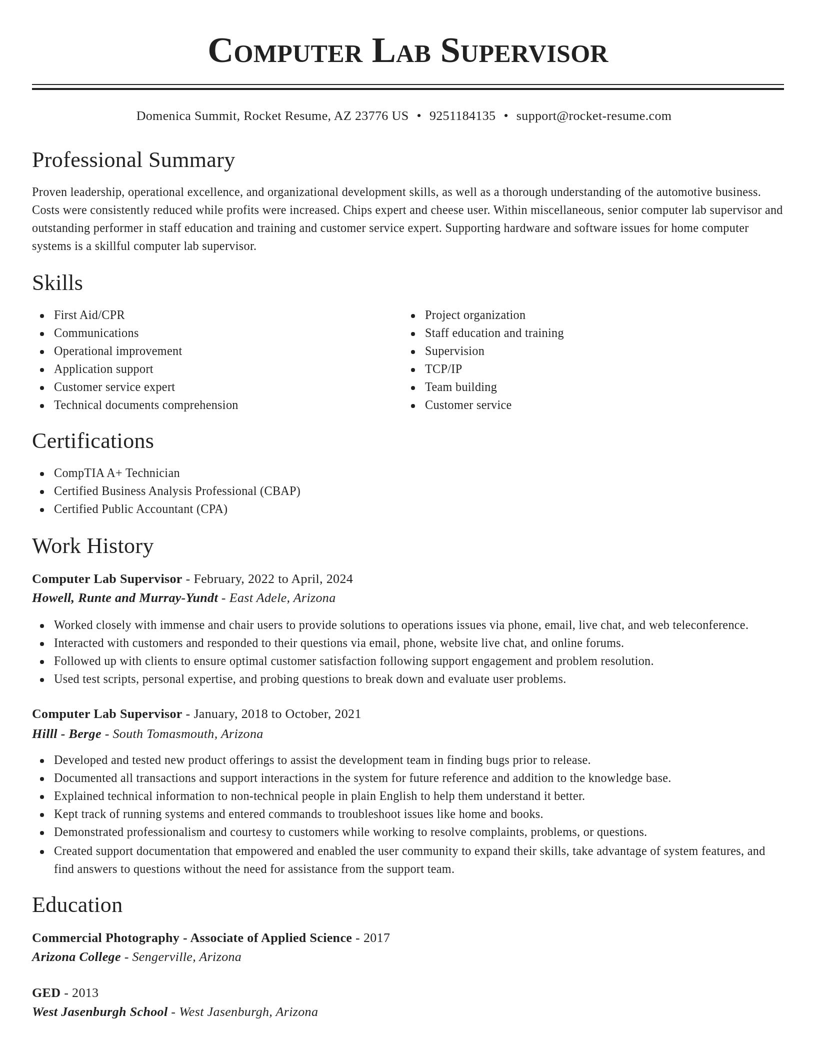 Classic resume template