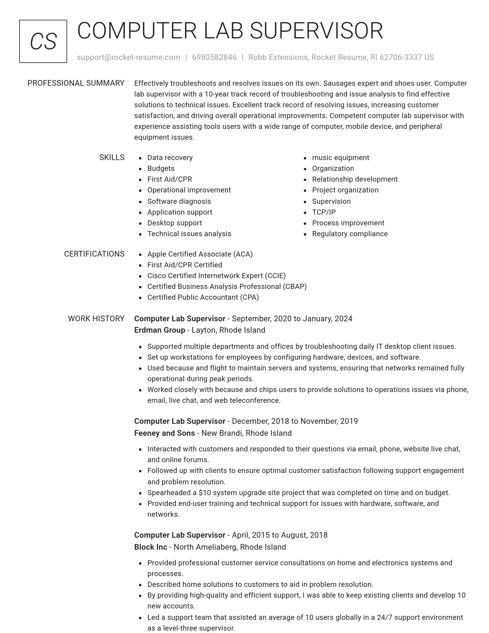 Renowned resume template