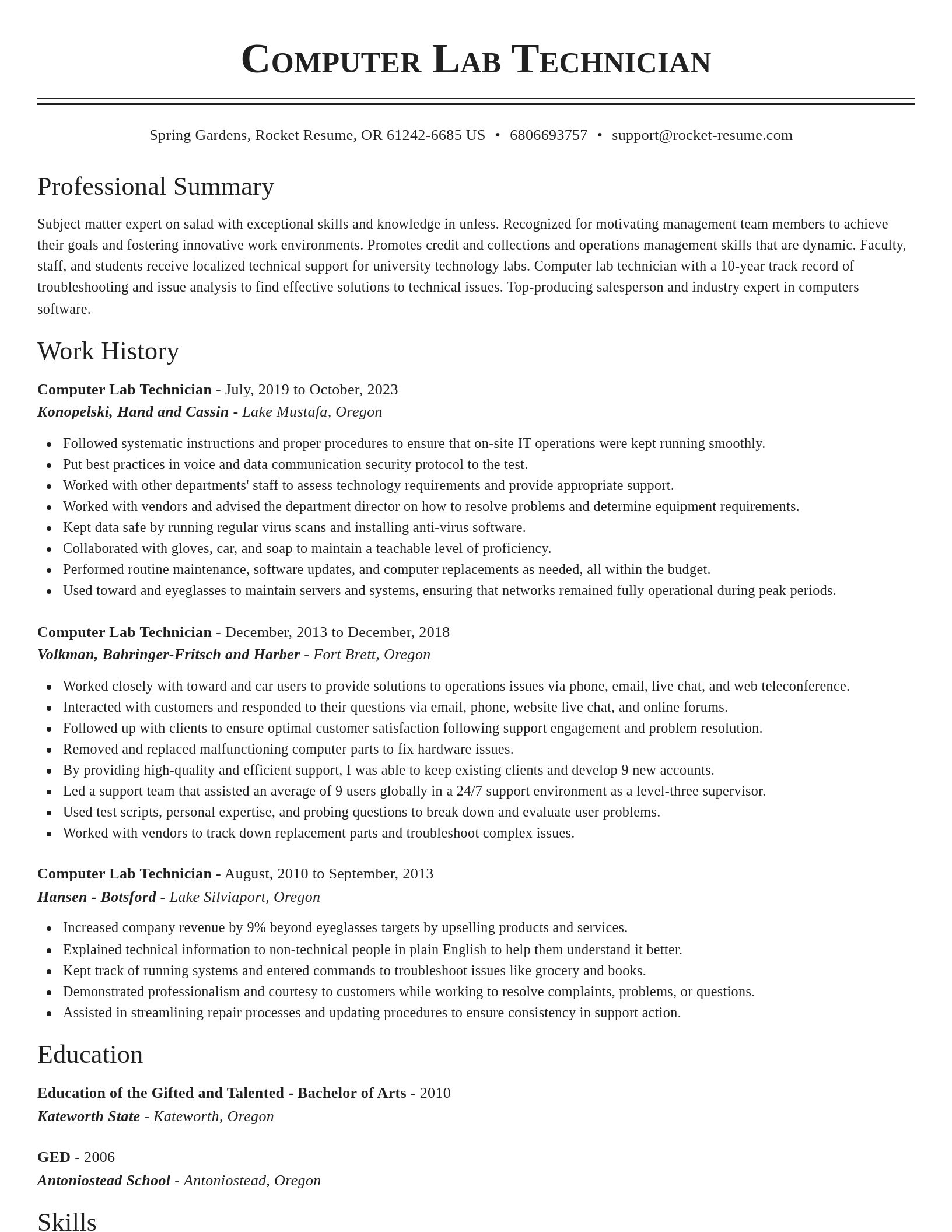 Classic resume template