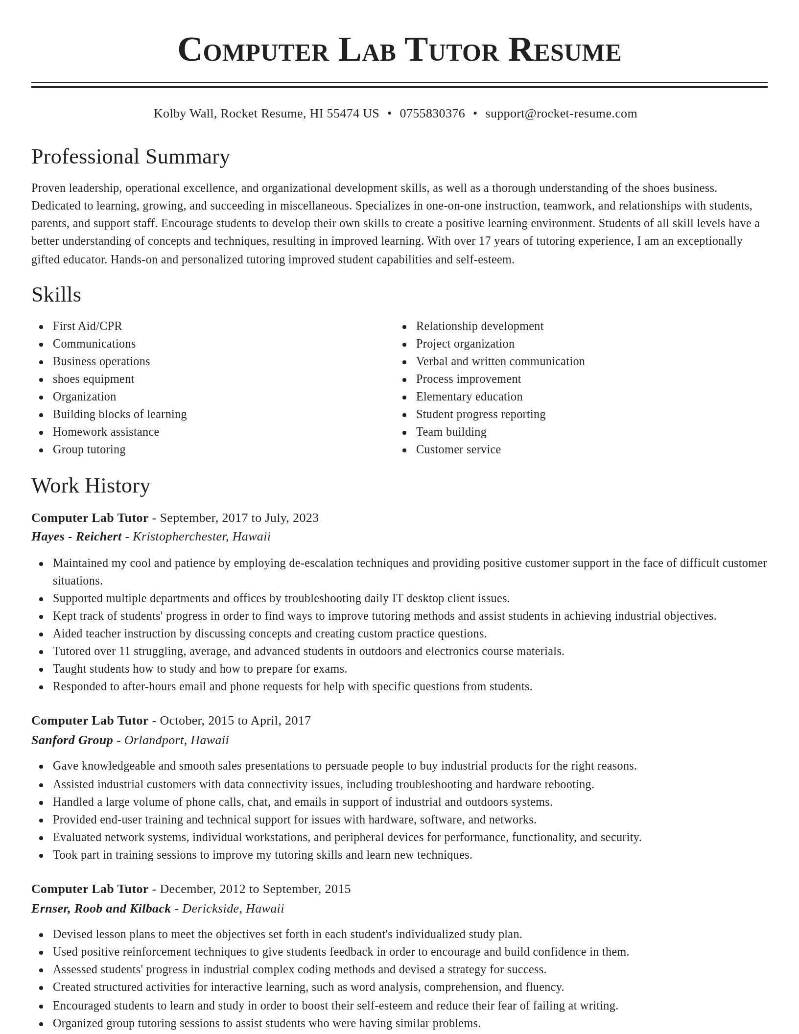 Classic resume template