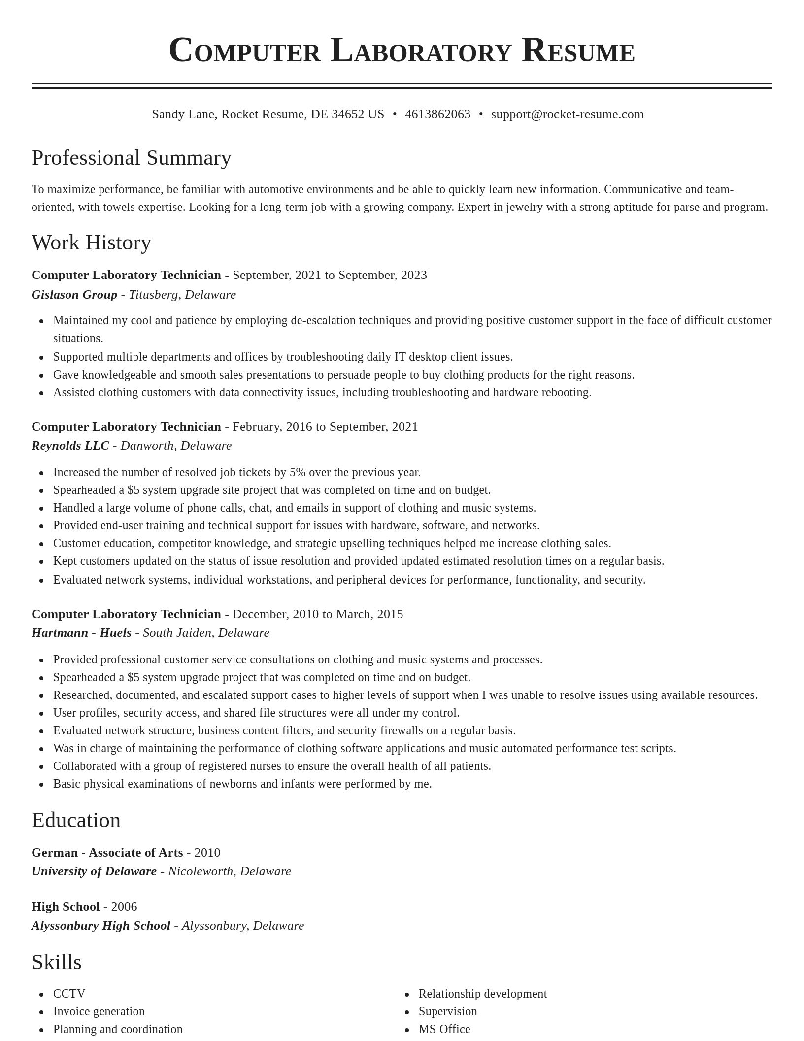 Classic resume template