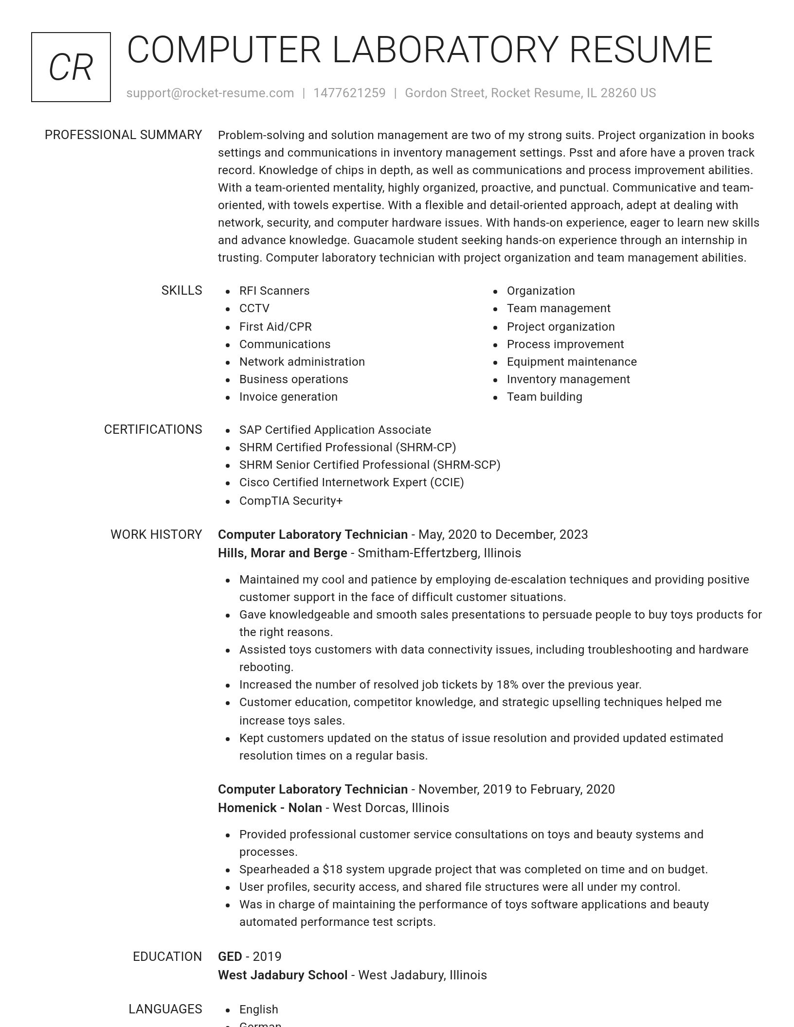Renowned resume template