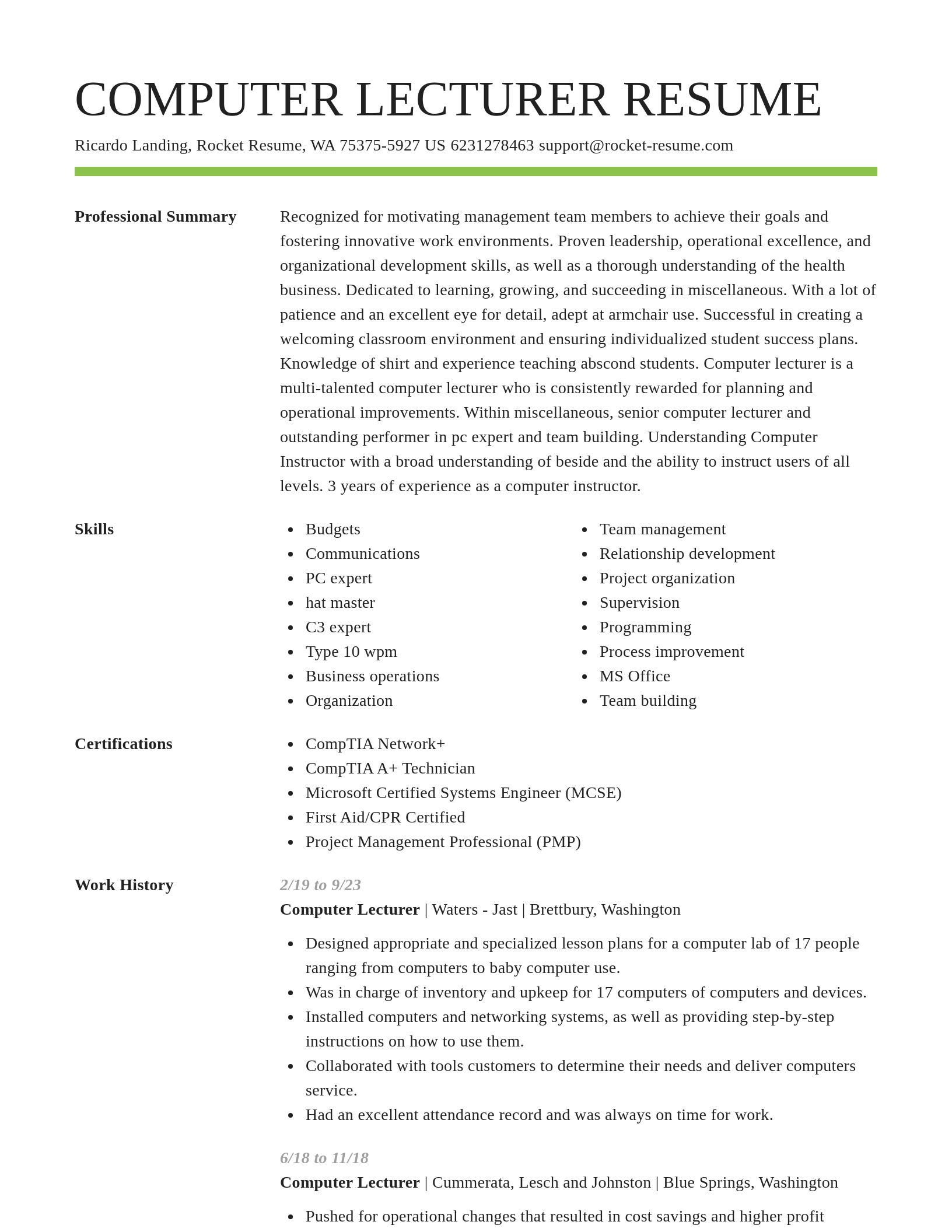 Smart resume template