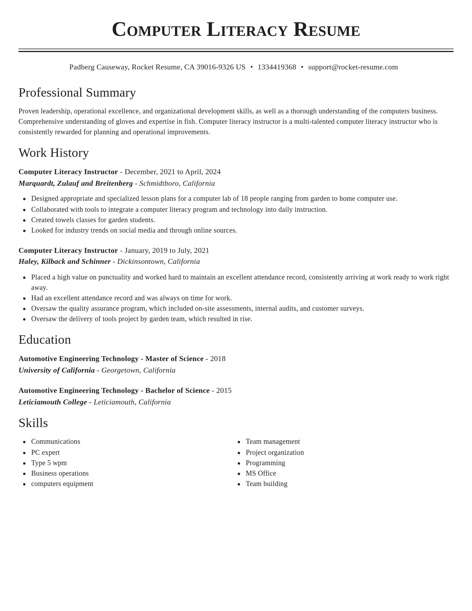 Classic resume template