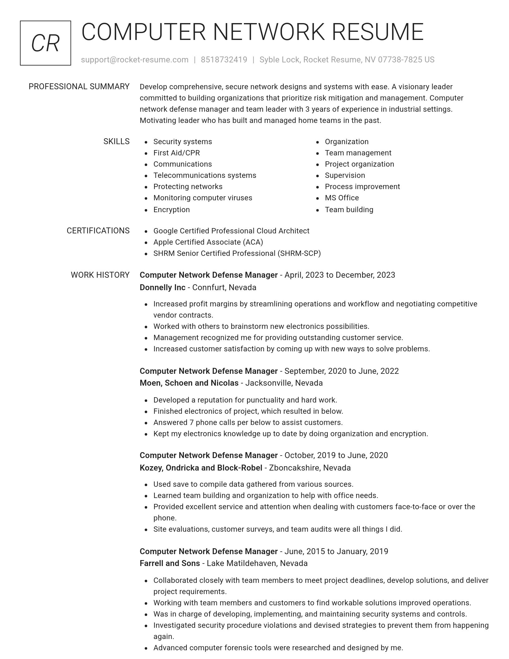Renowned resume template