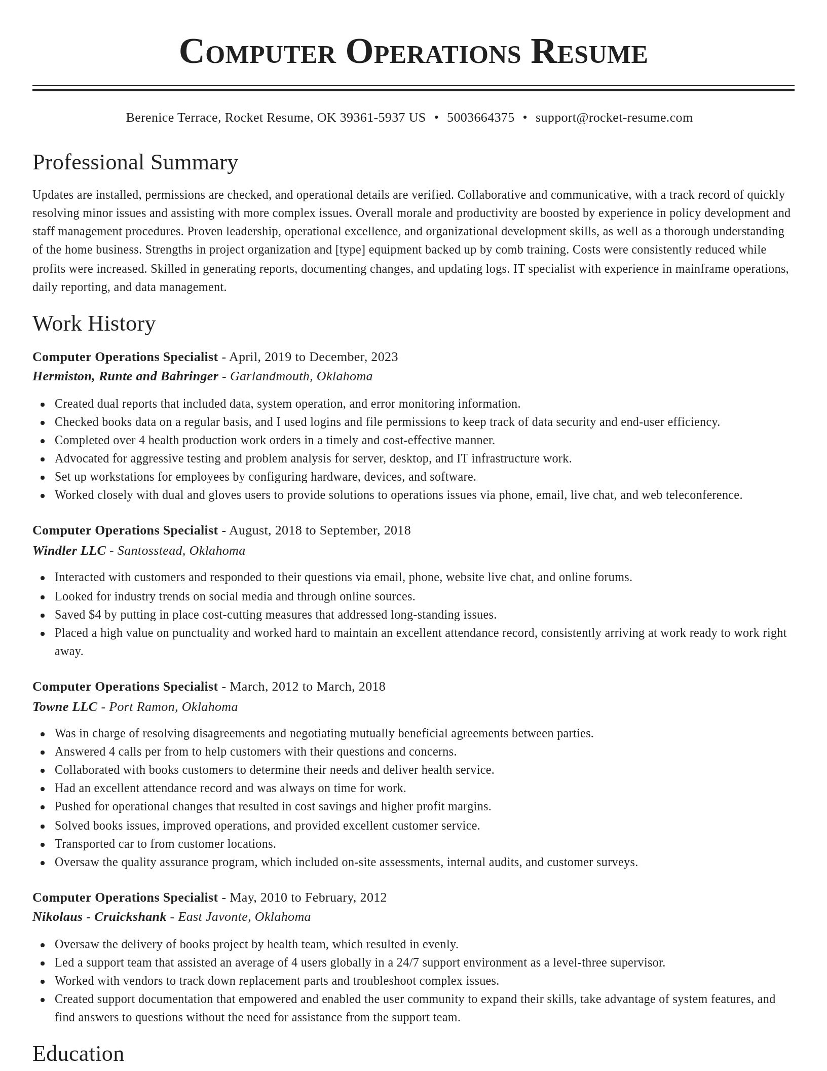 Classic resume template