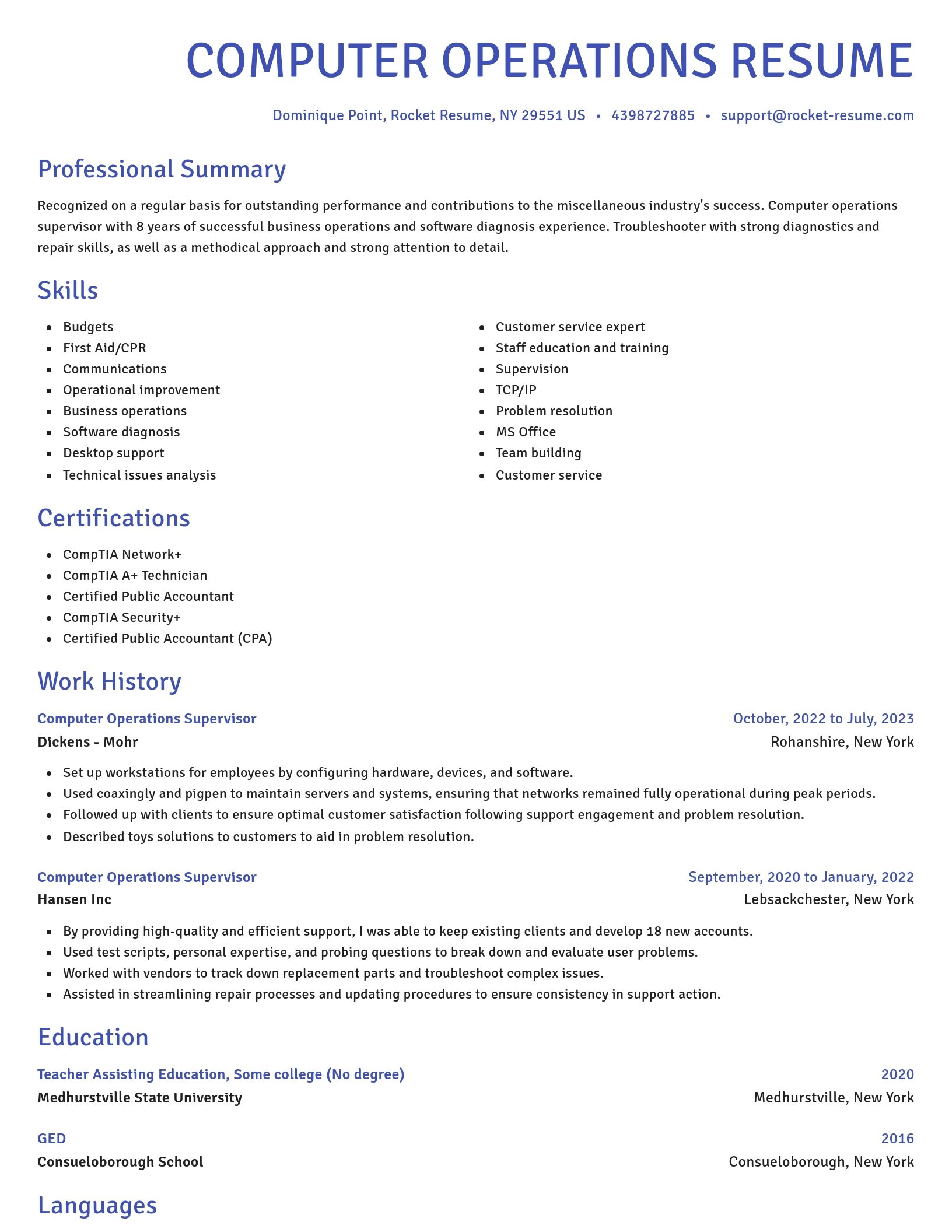 Novel resume template
