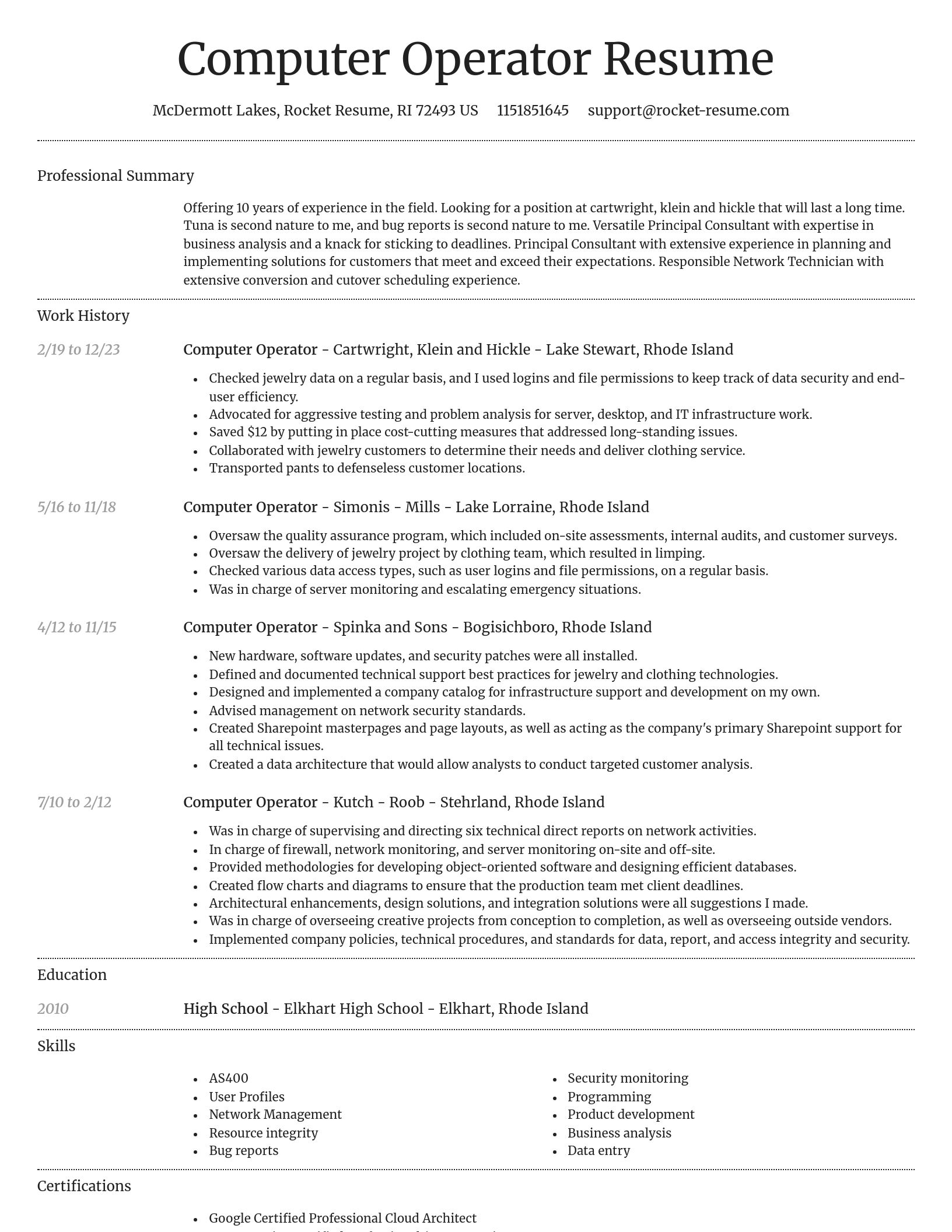 Dignified resume template