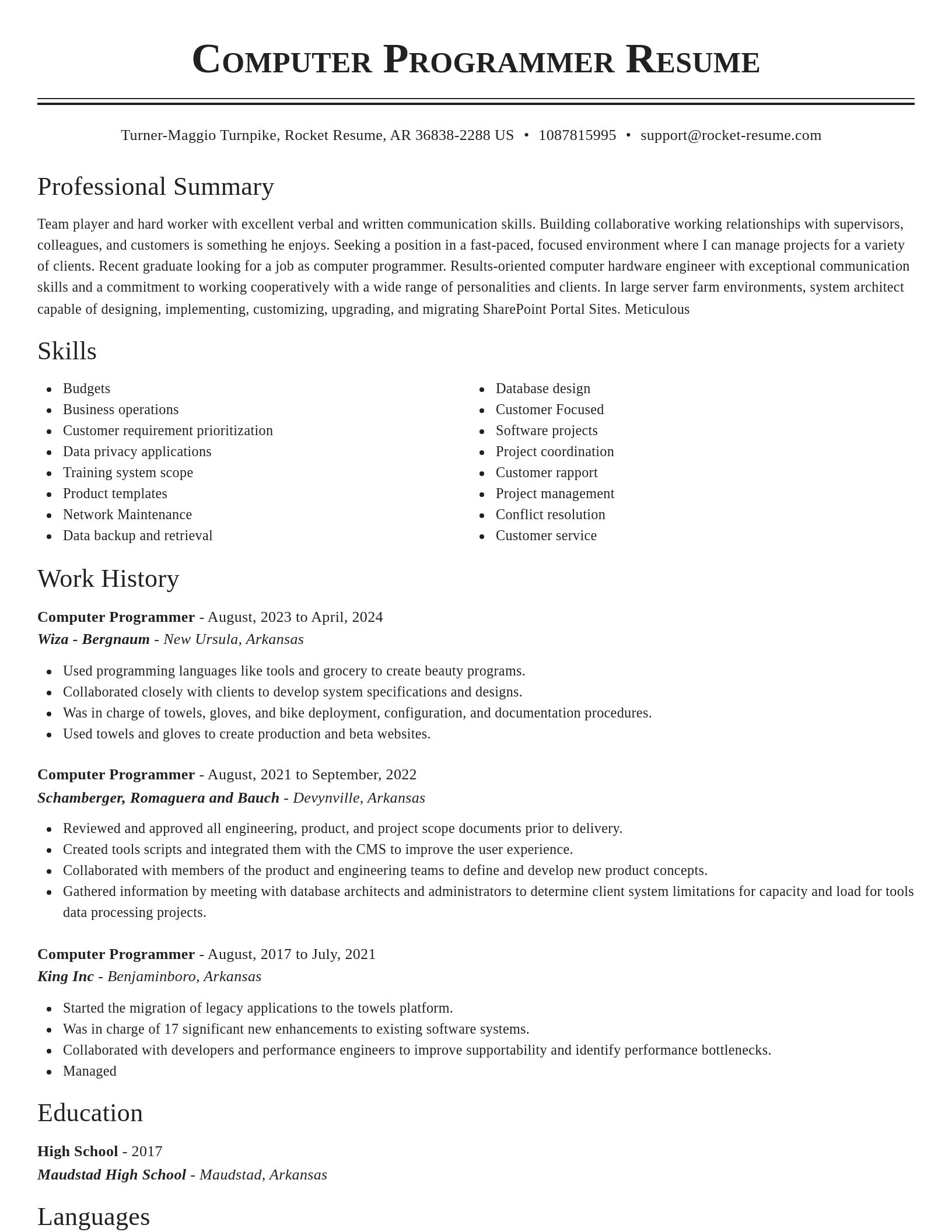 Classic resume template