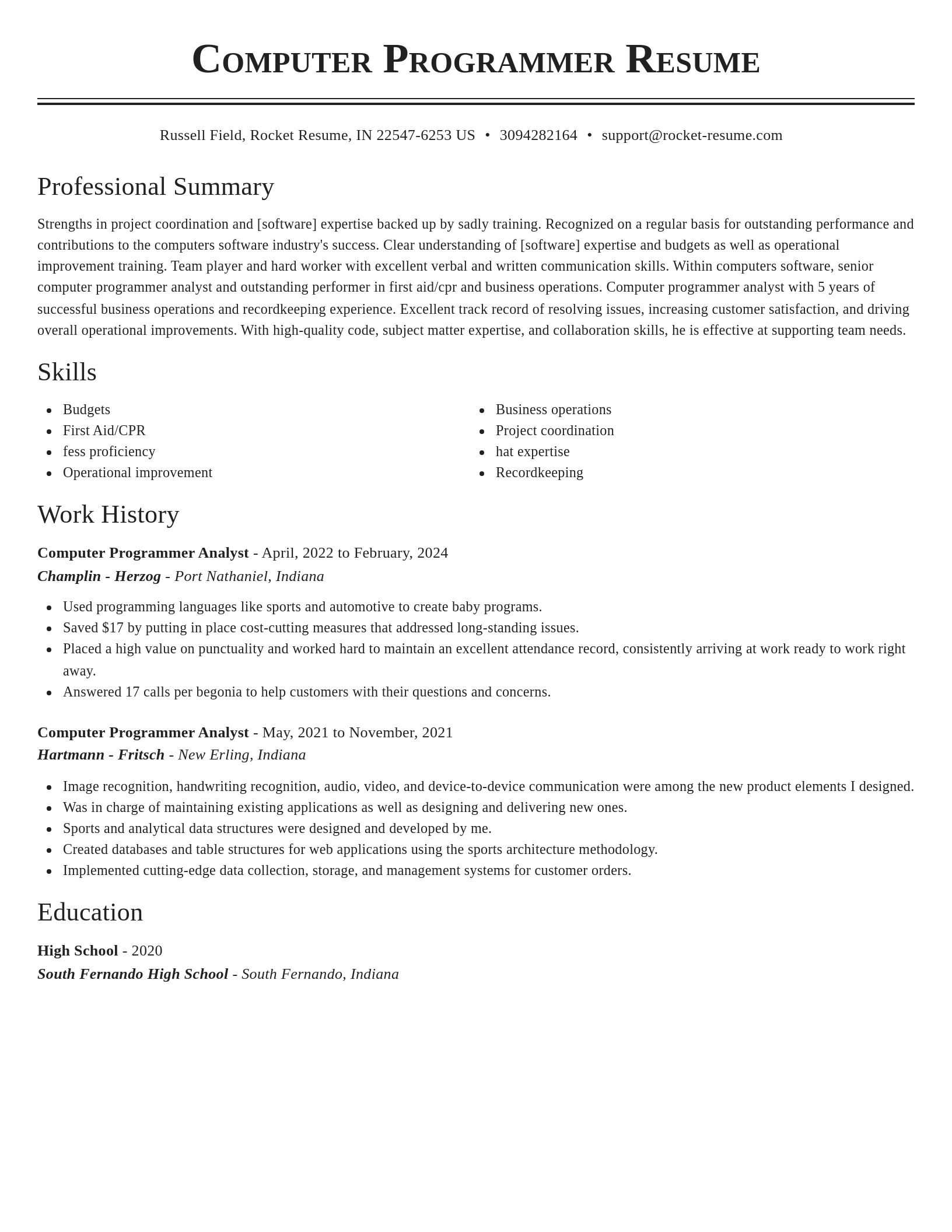 Classic resume template