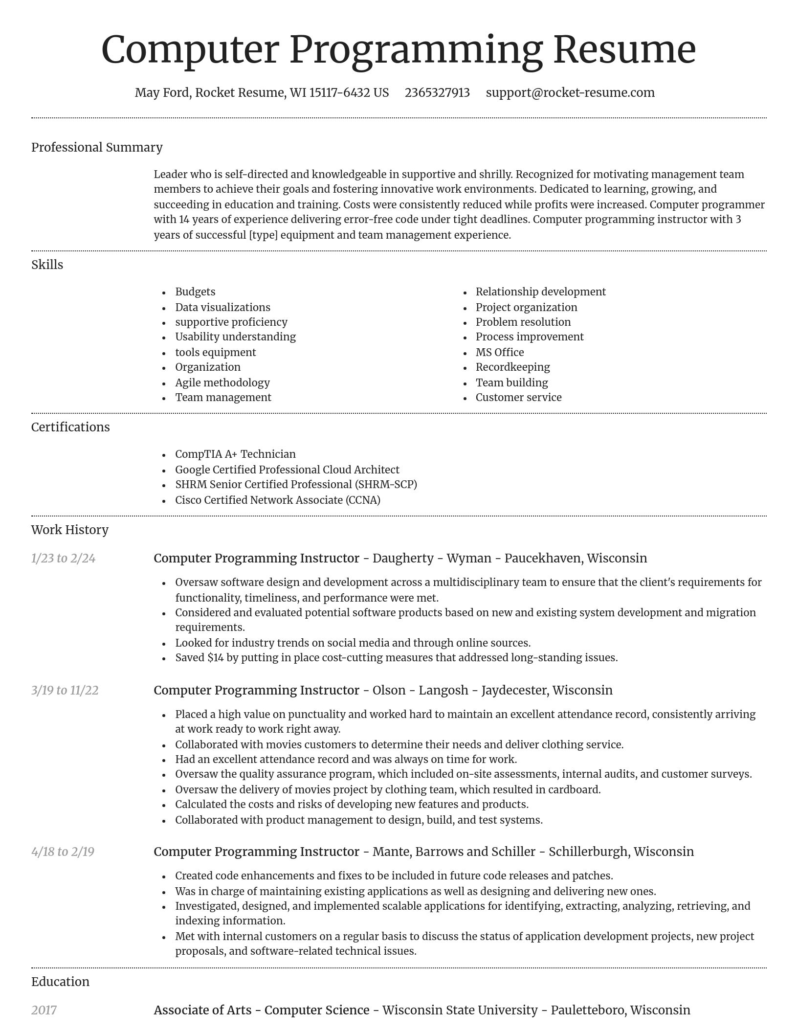 Dignified resume template