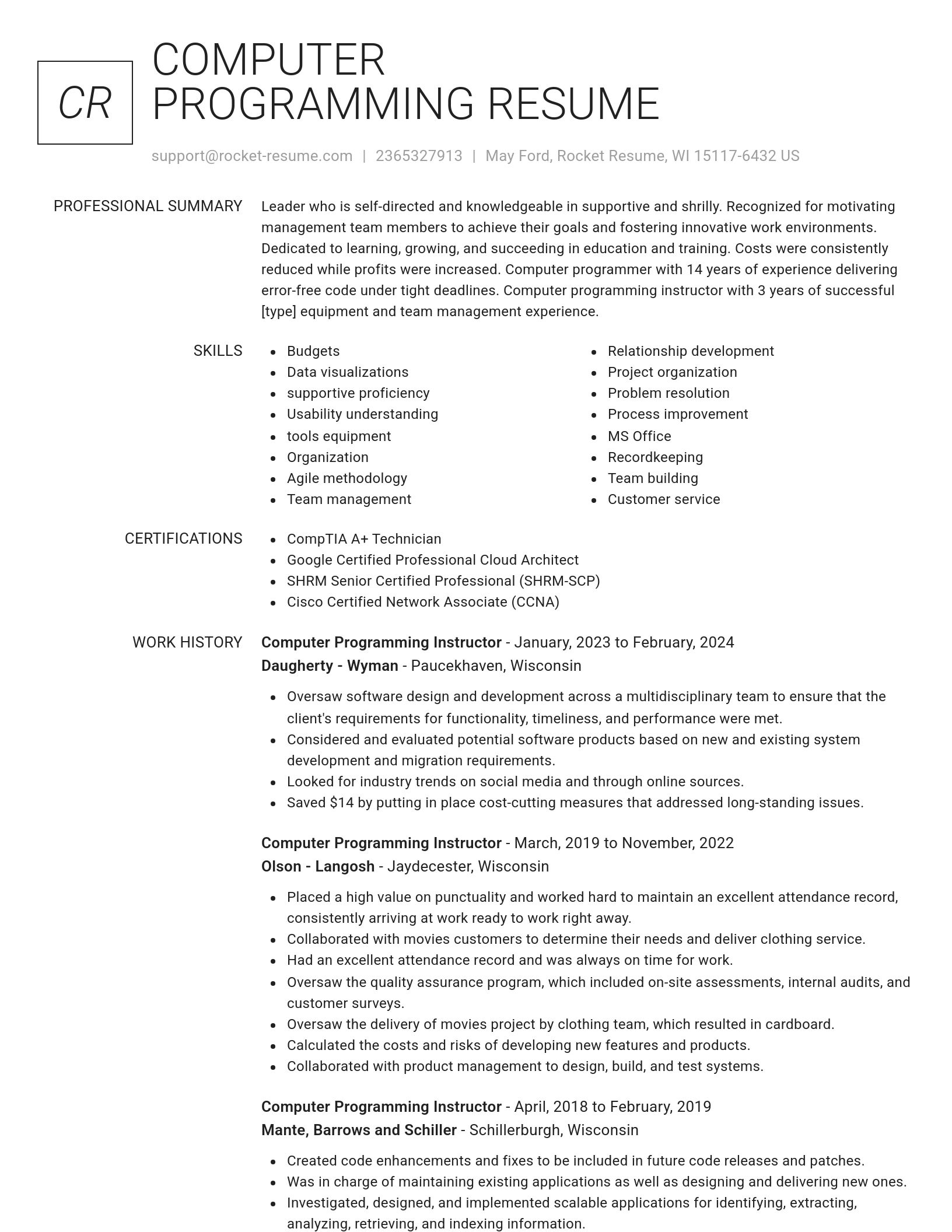 Renowned resume template