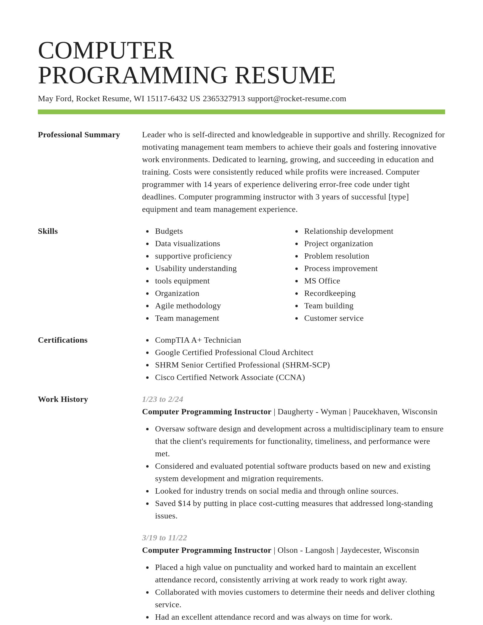 Smart resume template