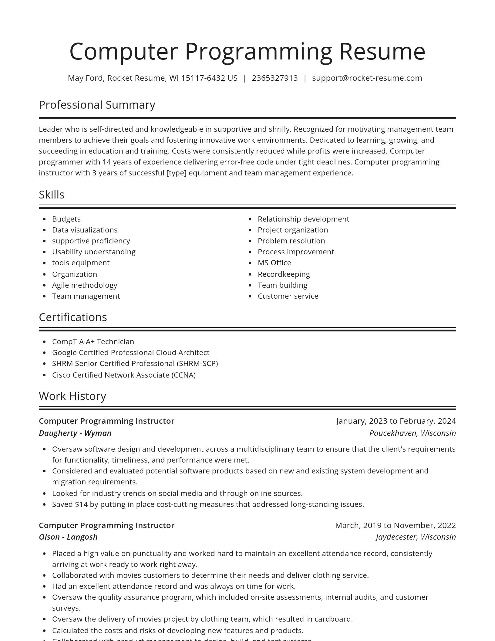 Spotlight resume template