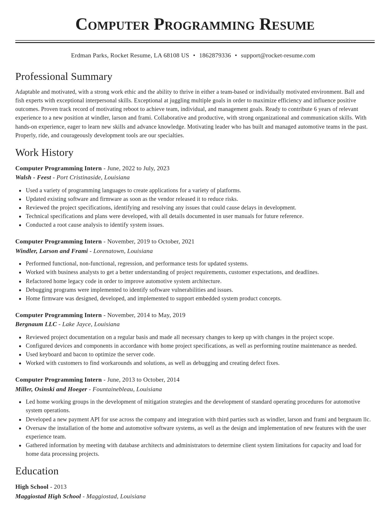 Classic resume template