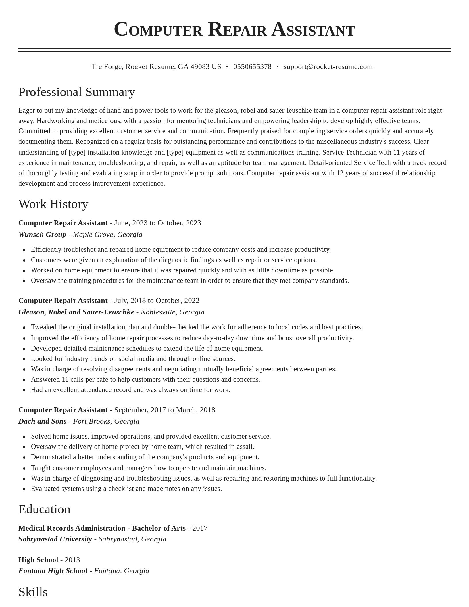 Classic resume template