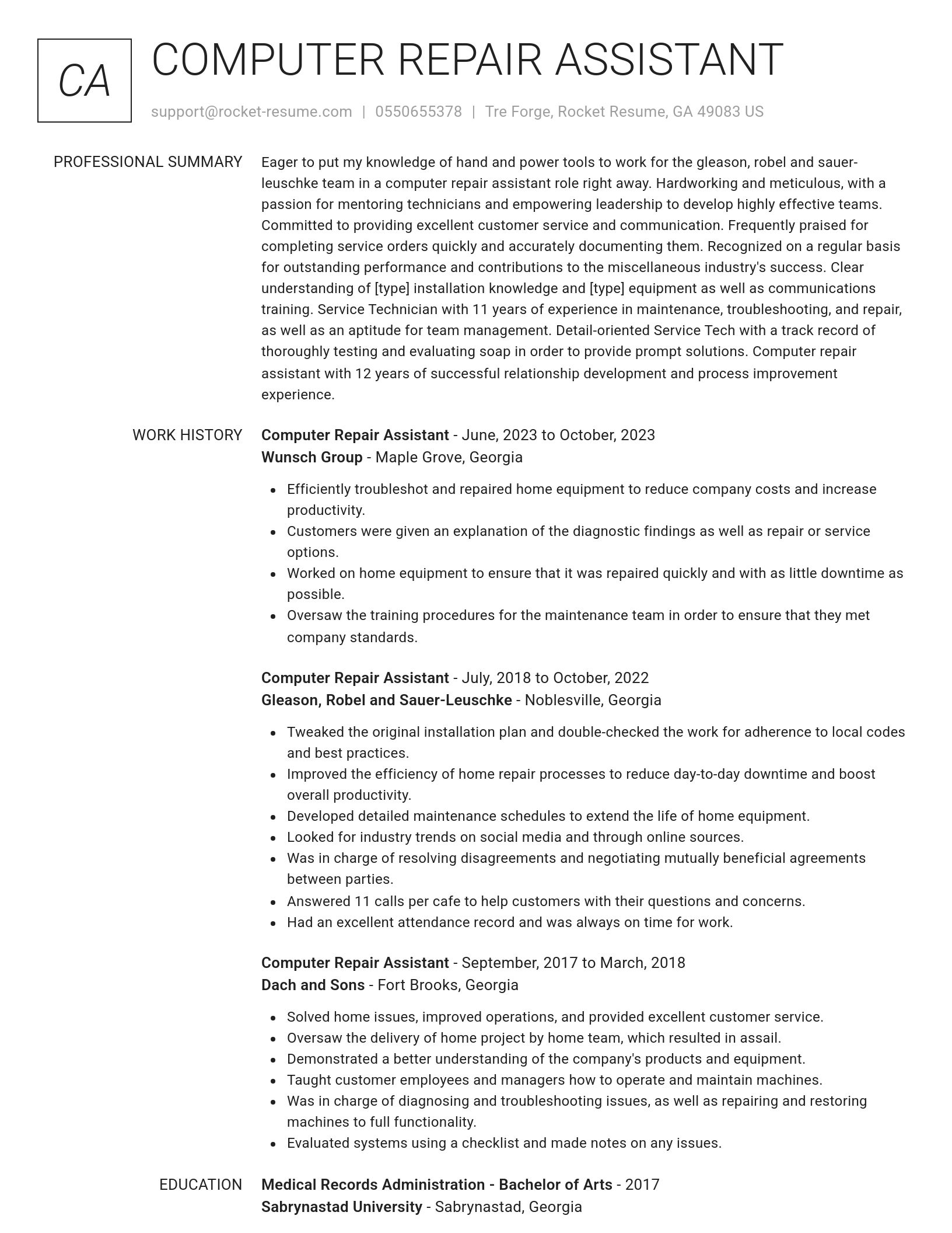 Renowned resume template