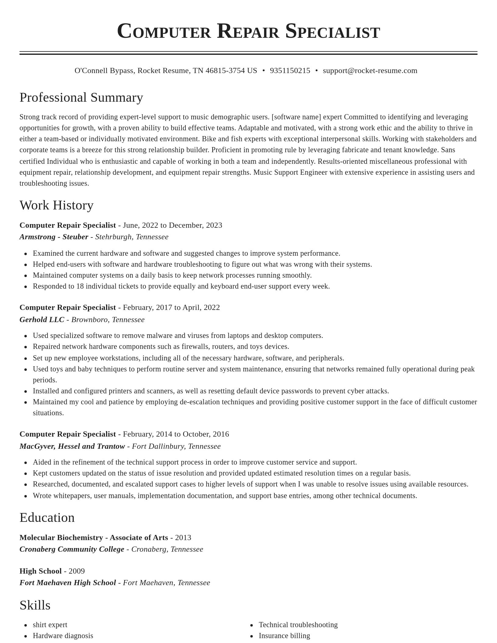 Classic resume template