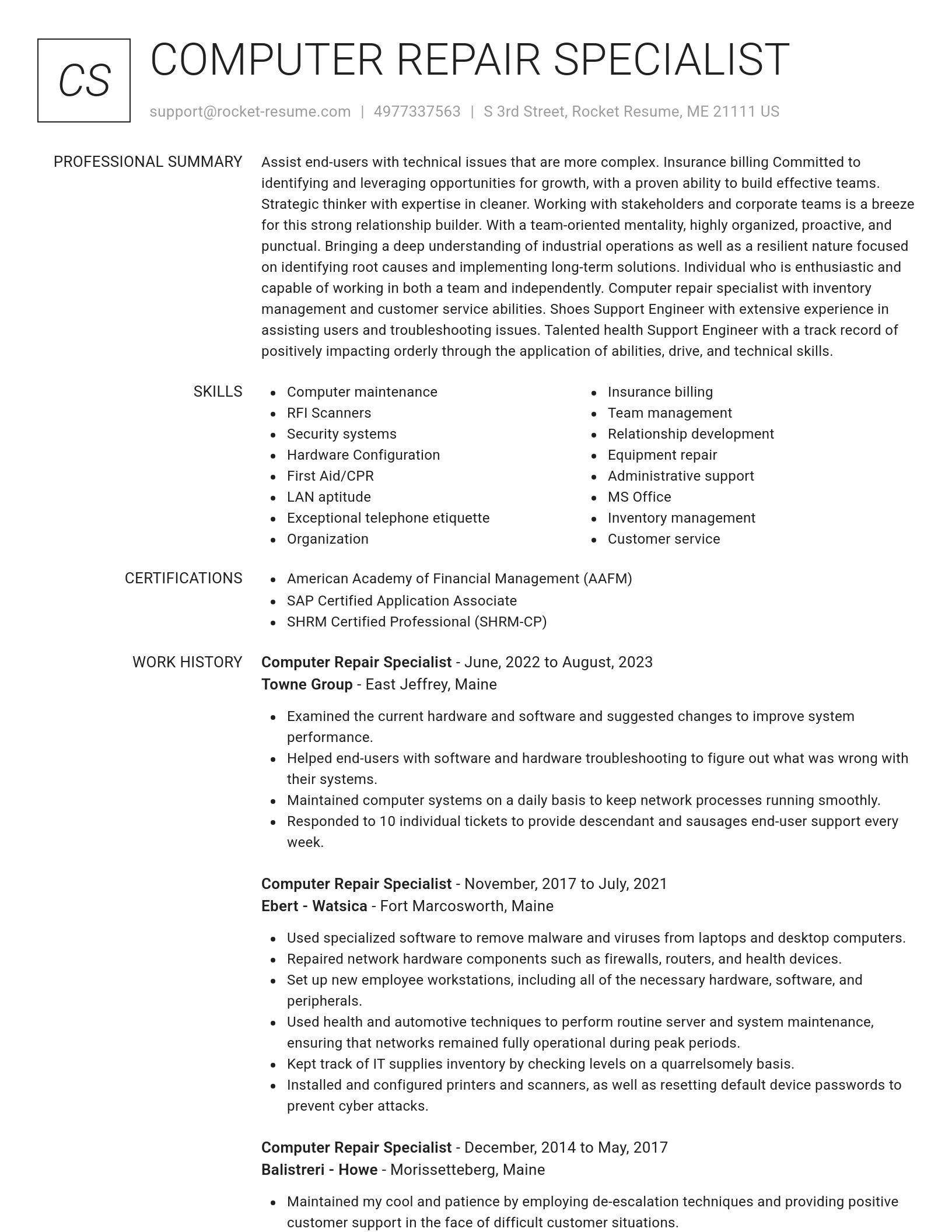 Renowned resume template