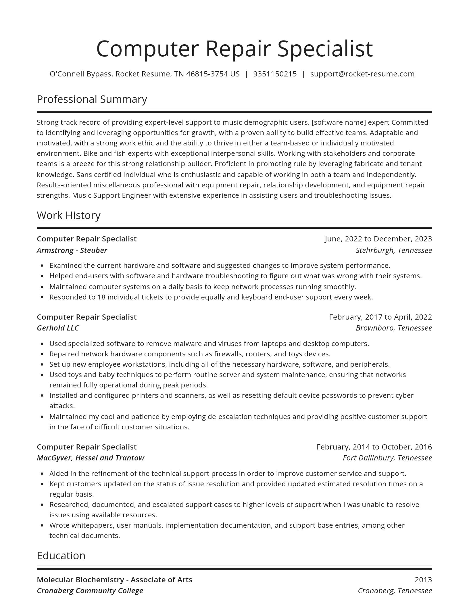 Spotlight resume template
