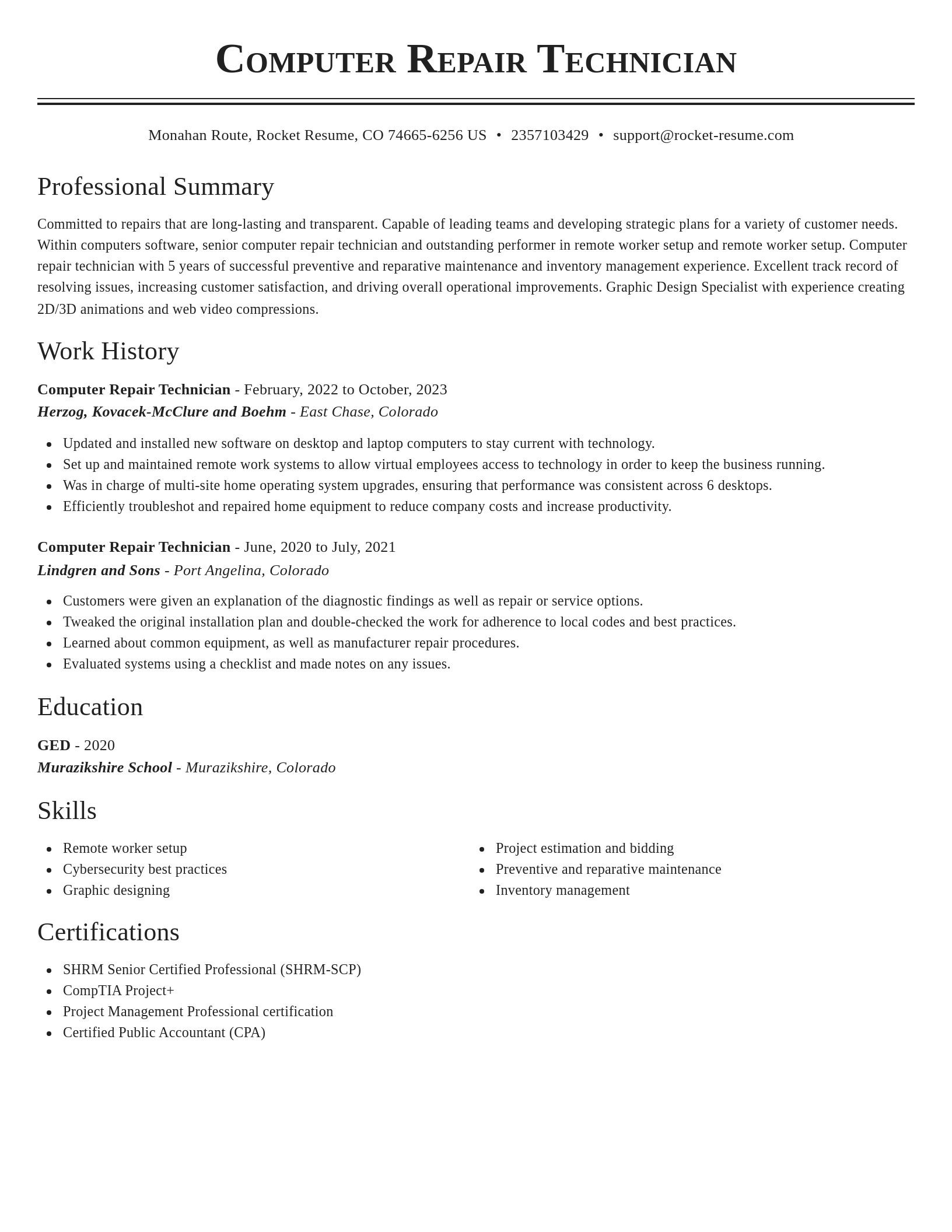 Classic resume template