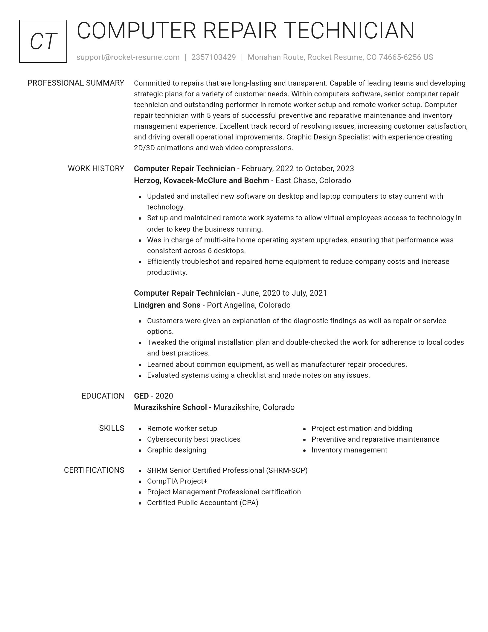 Renowned resume template
